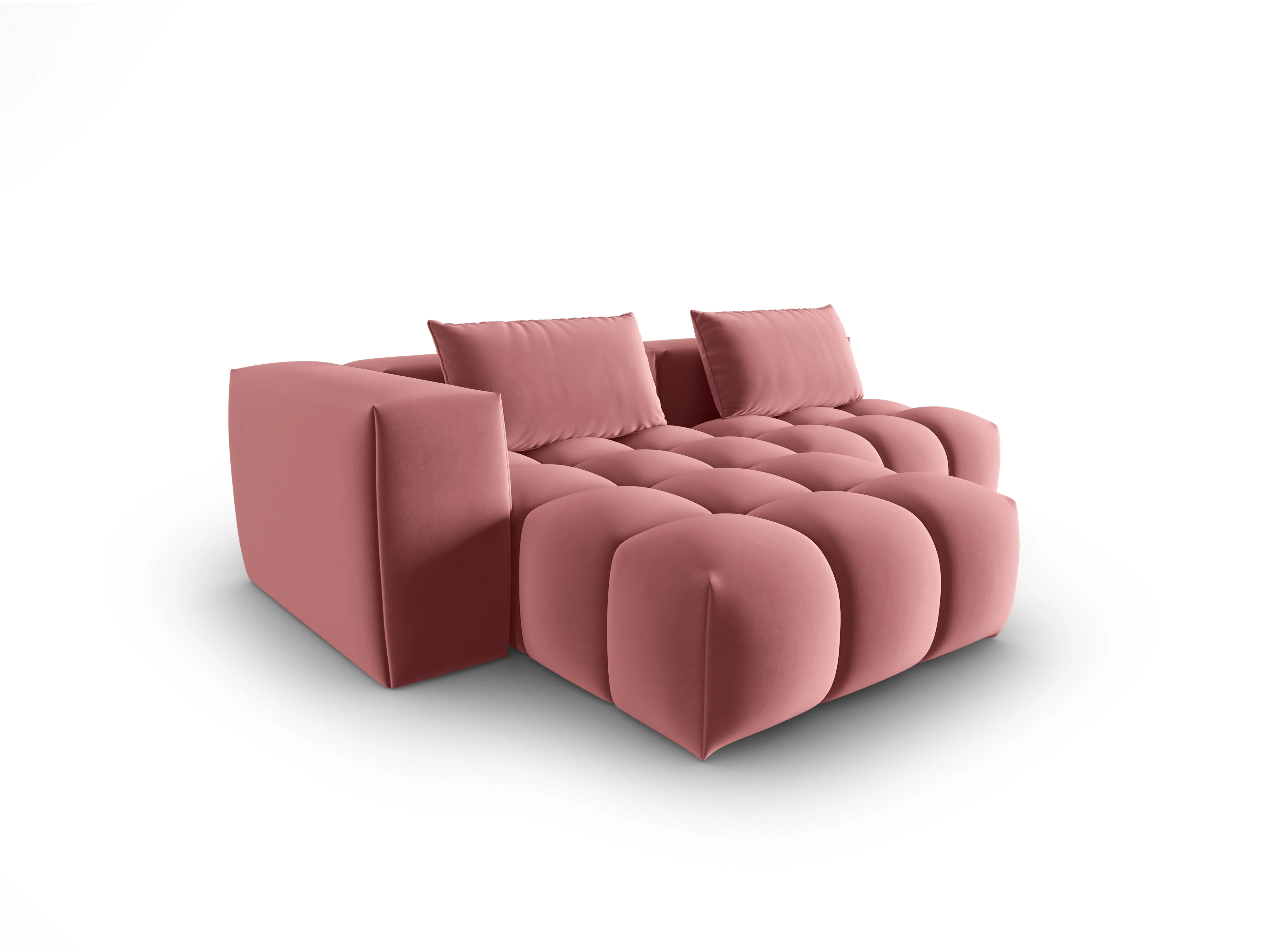 Narożnik aksamitny 3-osobowy lewostronny otwarty VERONA różowy flamingo - Image 2
