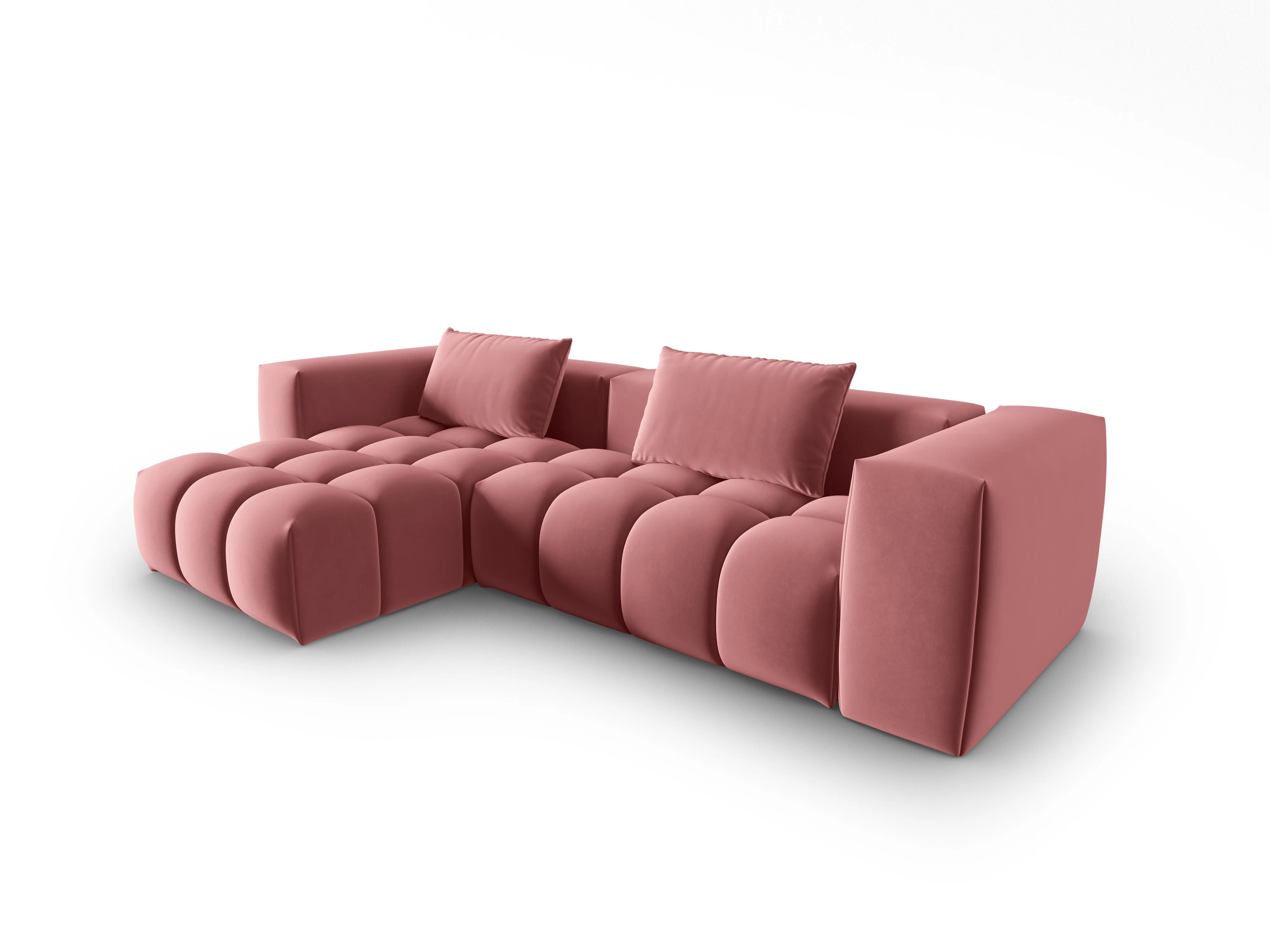 Narożnik aksamitny 3-osobowy lewostronny VERONA różowy flamingo - Image 2