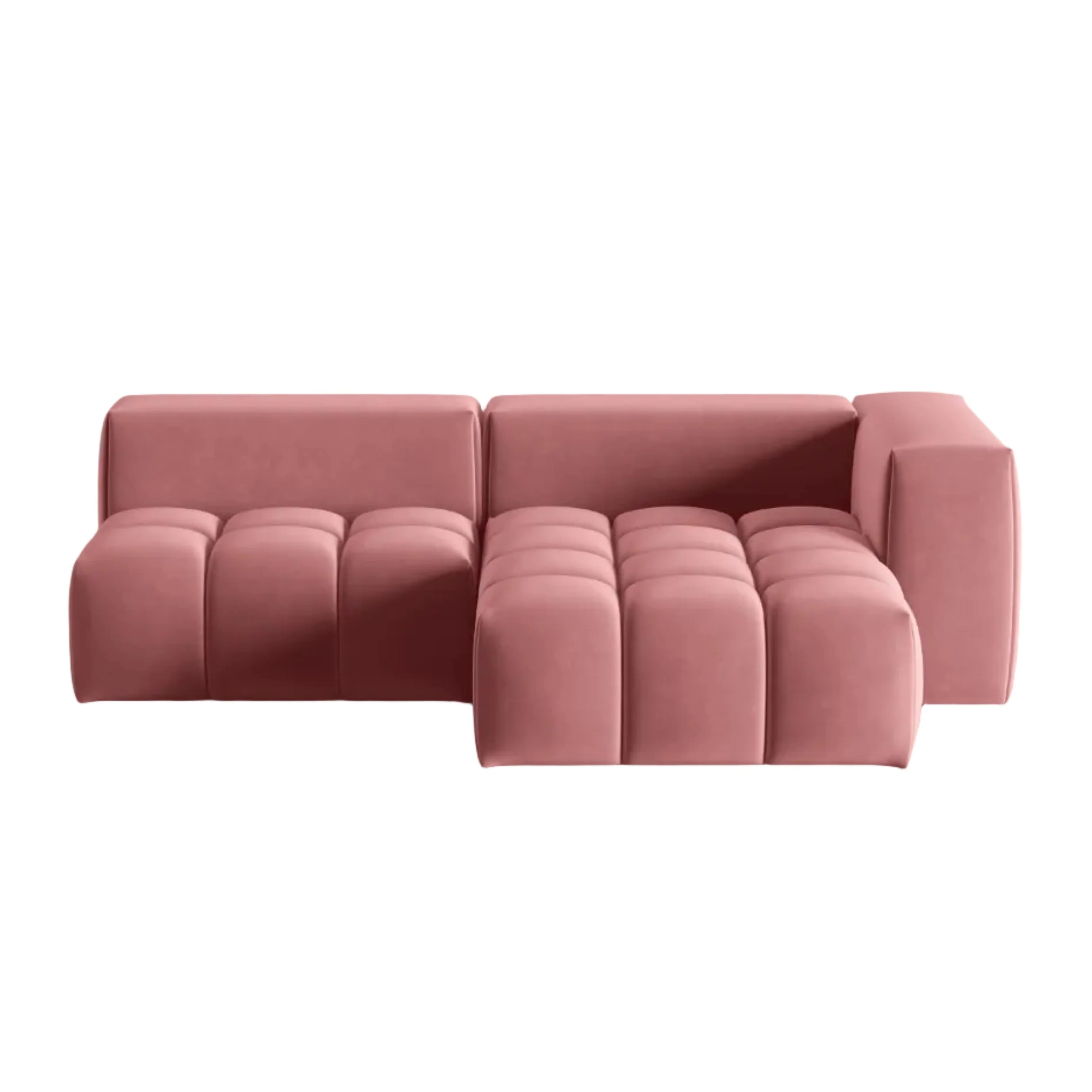 Narożnik aksamitny 3-osobowy prawostronny otwarty VERONA różowy flamingo