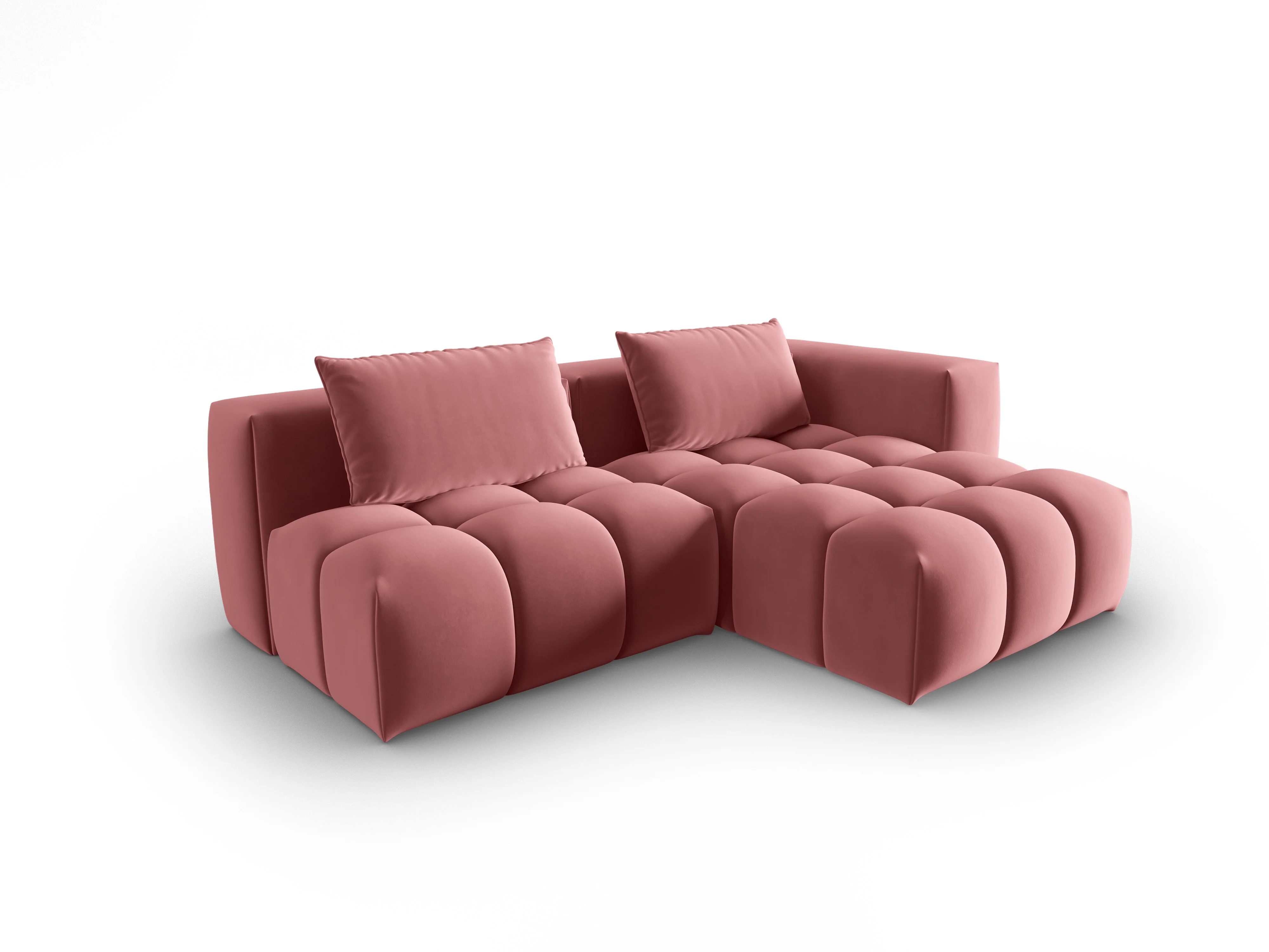 Narożnik aksamitny 3-osobowy prawostronny otwarty VERONA różowy flamingo - Image 2