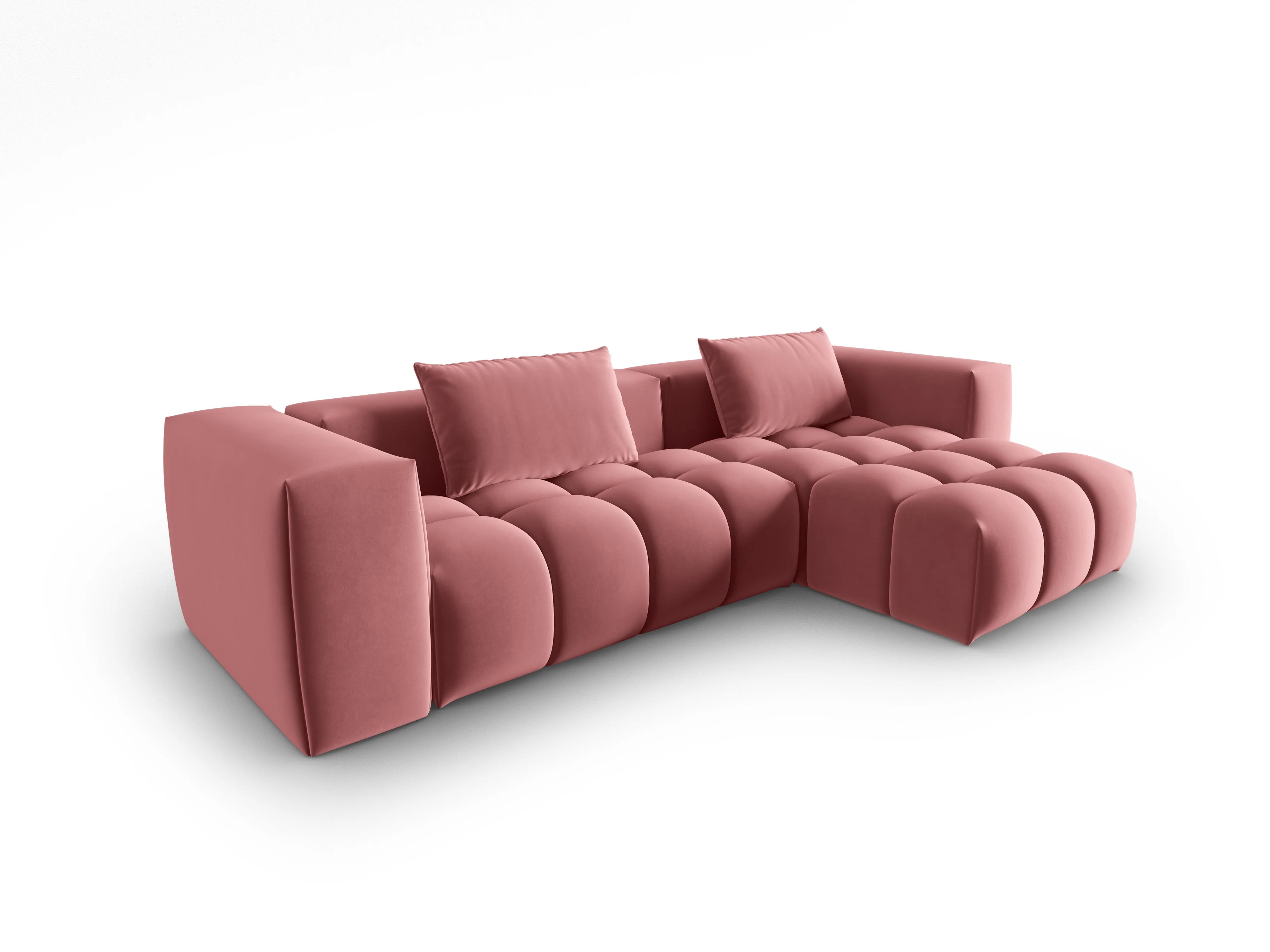 Narożnik aksamitny 3-osobowy prawostronny VERONA różowy flamingo - Image 2