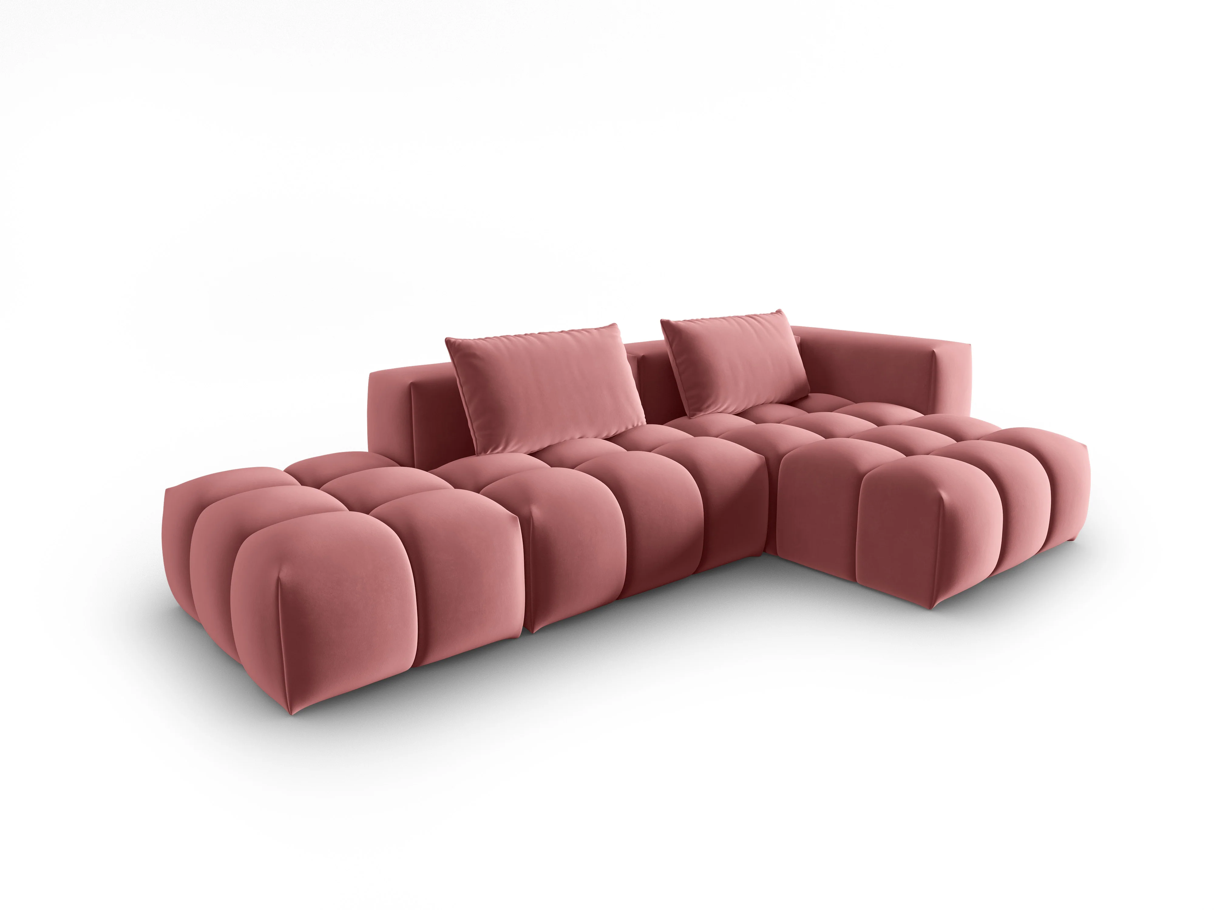 Narożnik aksamitny 4-osobowy prawostronny otwarty VERONA różowy flamingo - Image 2