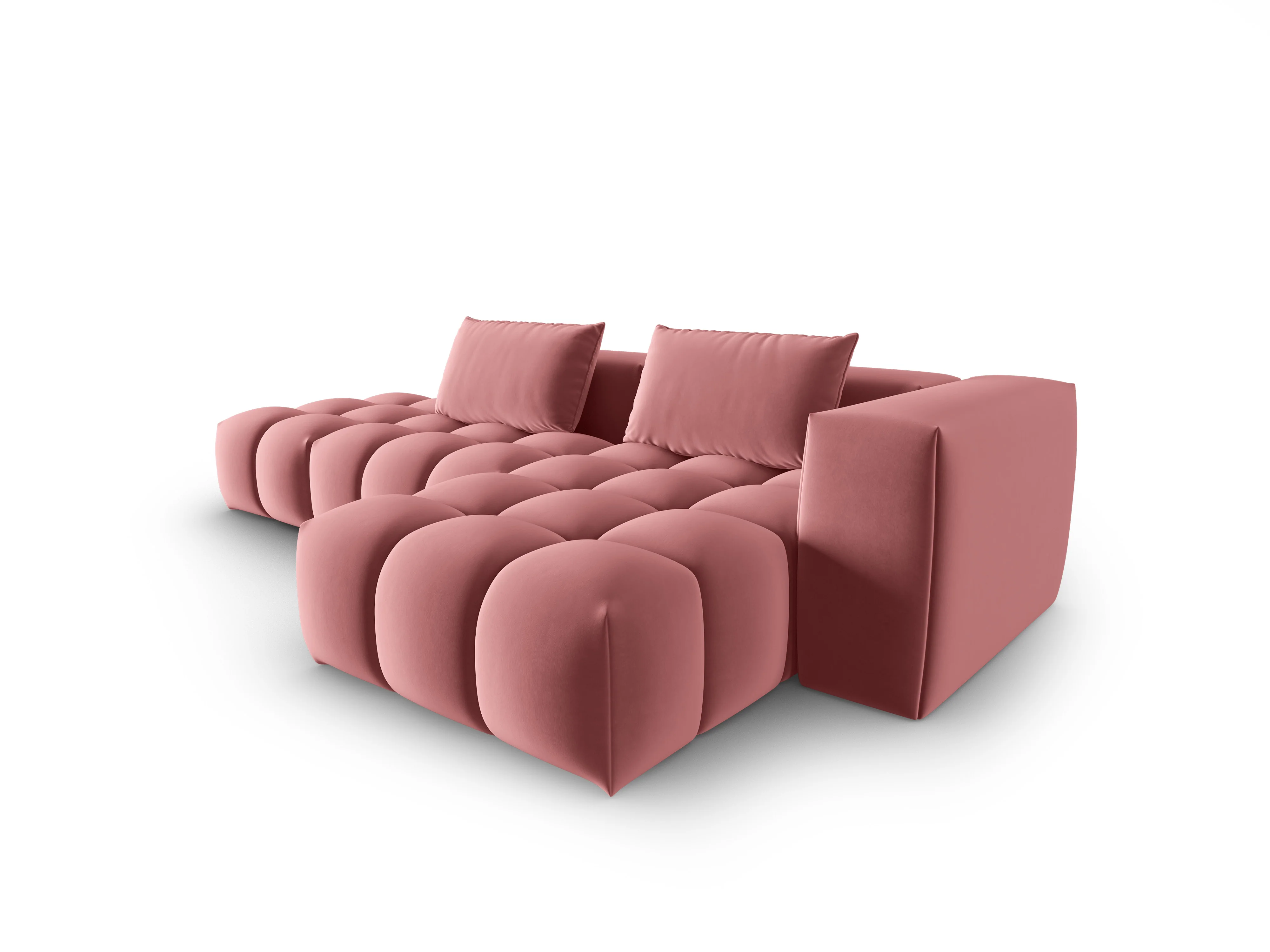 Narożnik aksamitny 4-osobowy prawostronny otwarty VERONA różowy flamingo - Image 3