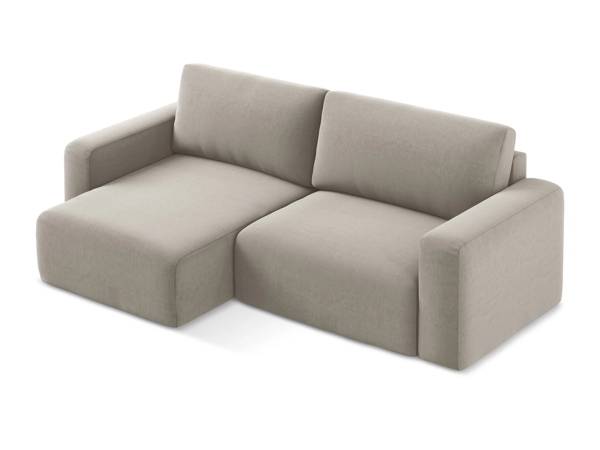 Narożnik aksamitny lewostronny z funkcją spania KONA taupe - Image 5