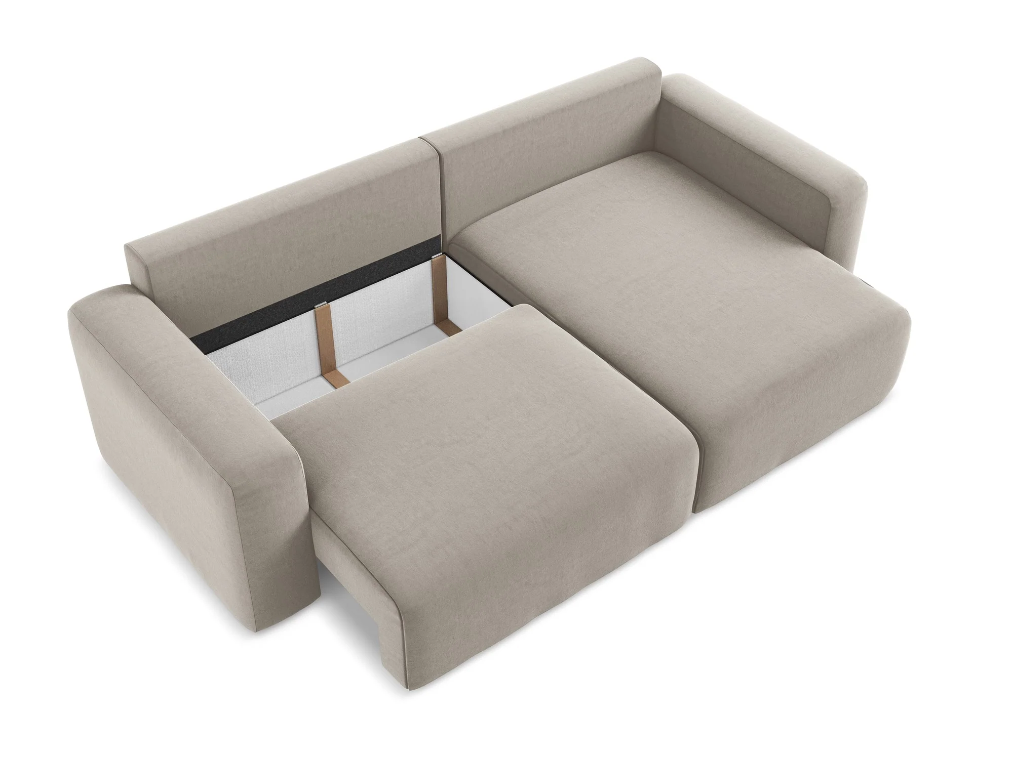 Narożnik aksamitny prawostronny z funkcją spania KONA taupe - Image 6