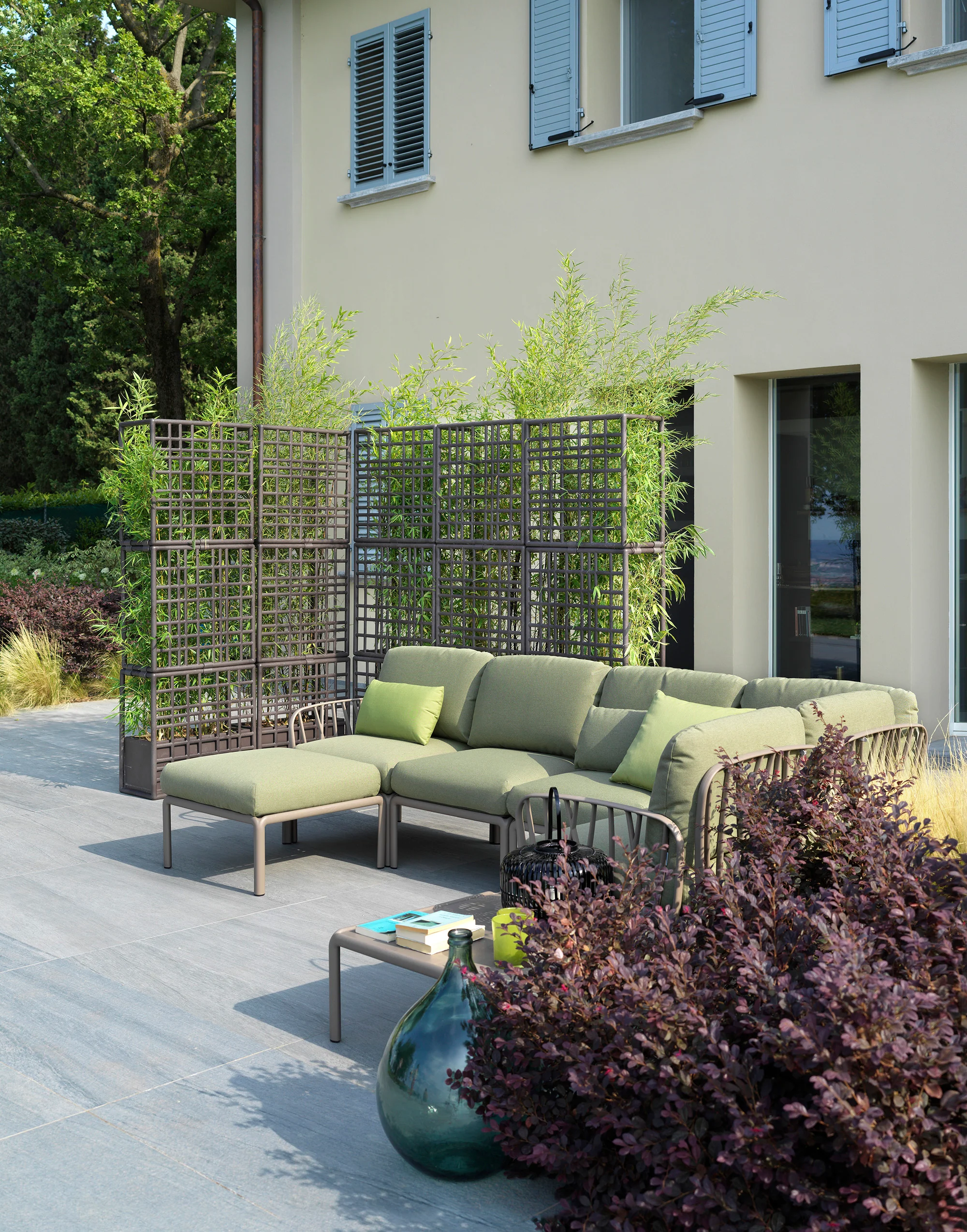 Narożnik modułowy zewnętrzny KOMODO 5 beżowy Sunbrella® z agave zieloną podstawą - Image 19
