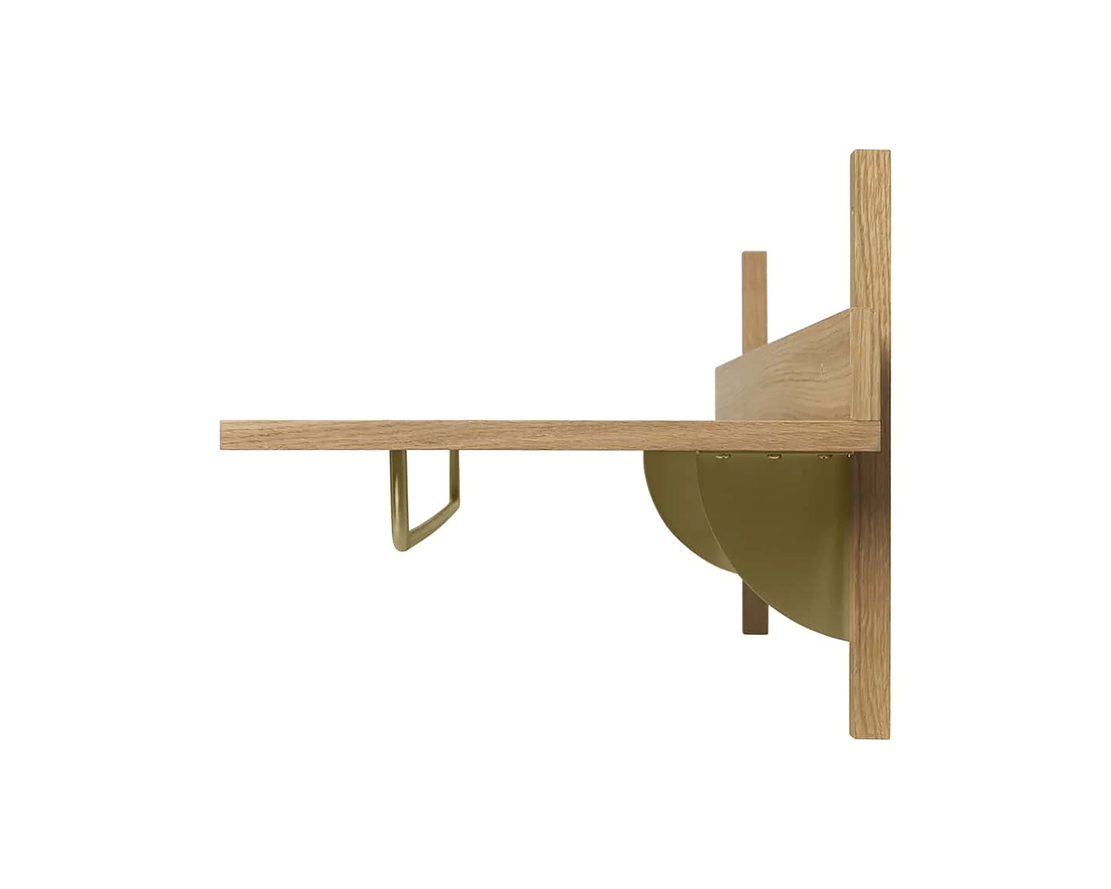 Półka z relingiem SECTOR RACK SHELF fornir dębowy z mosiężnym wykończeniem - Image 4