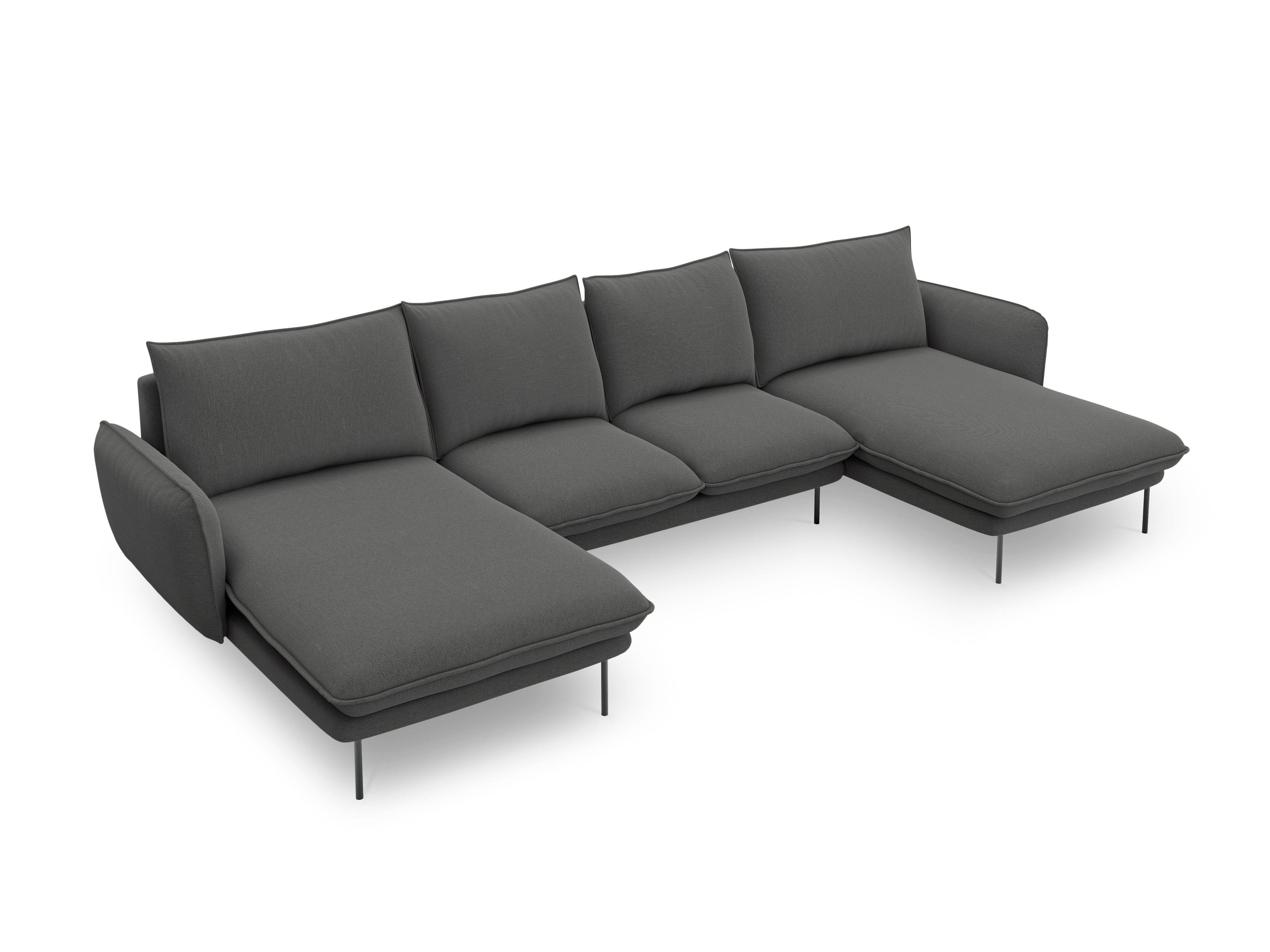 Sofa panoramiczna 6-osobowa VIENNA ciemnoszary szenil z czarną podstawą - Image 11