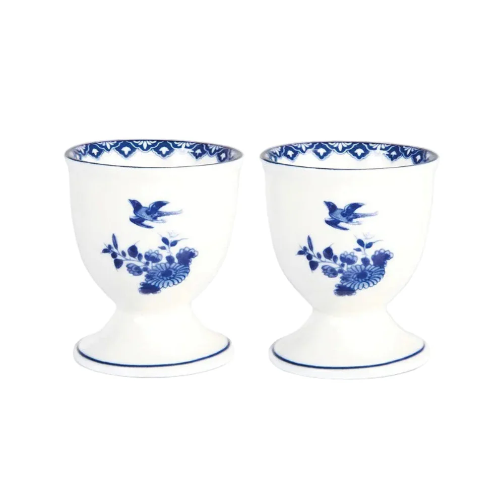 Kieliszki do jajek DELFTWARE biały z niebieskim