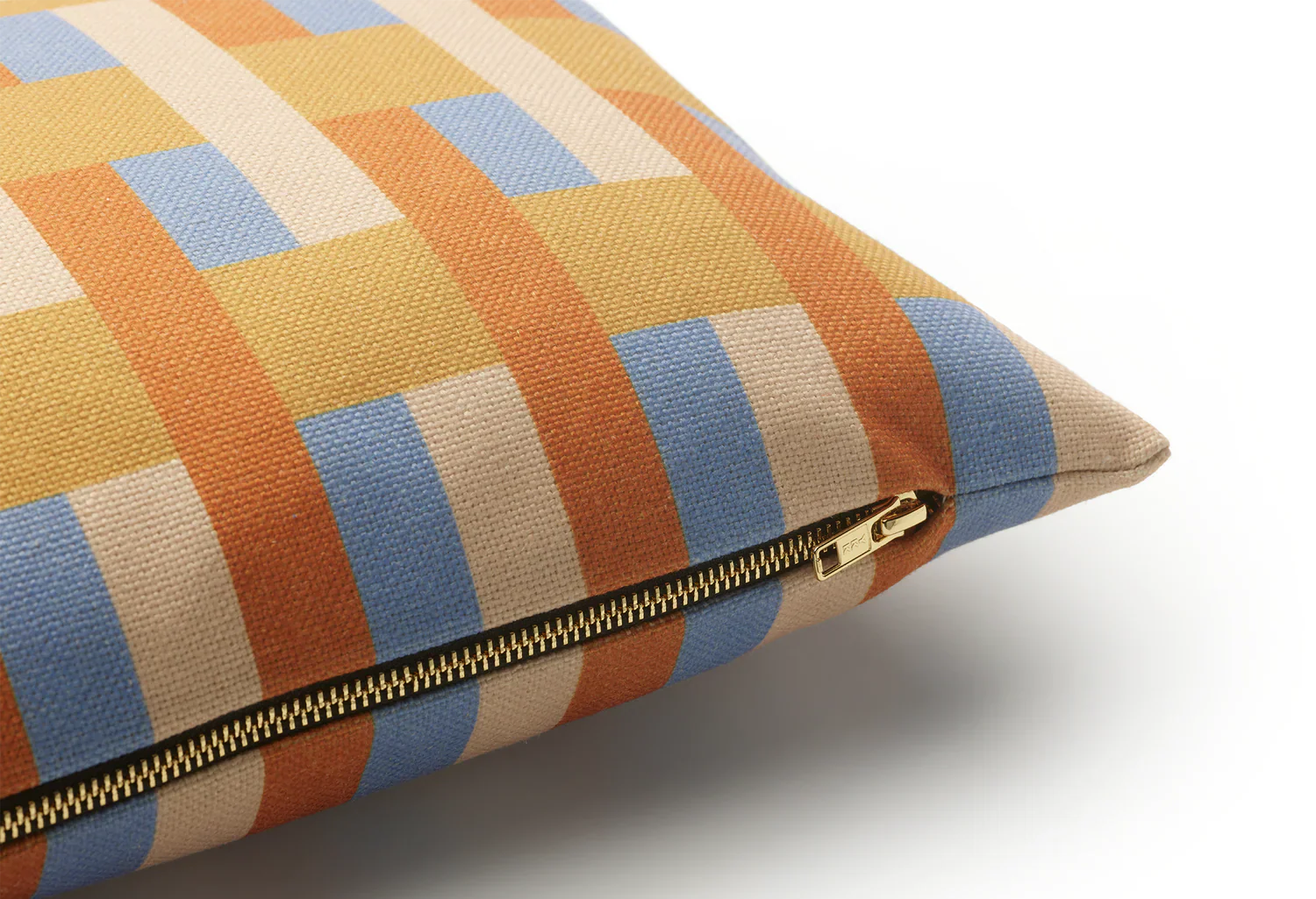 Poduszka prostokątna STRIPES AND CHECKS pomarańczowy z niebieskim - Image 3