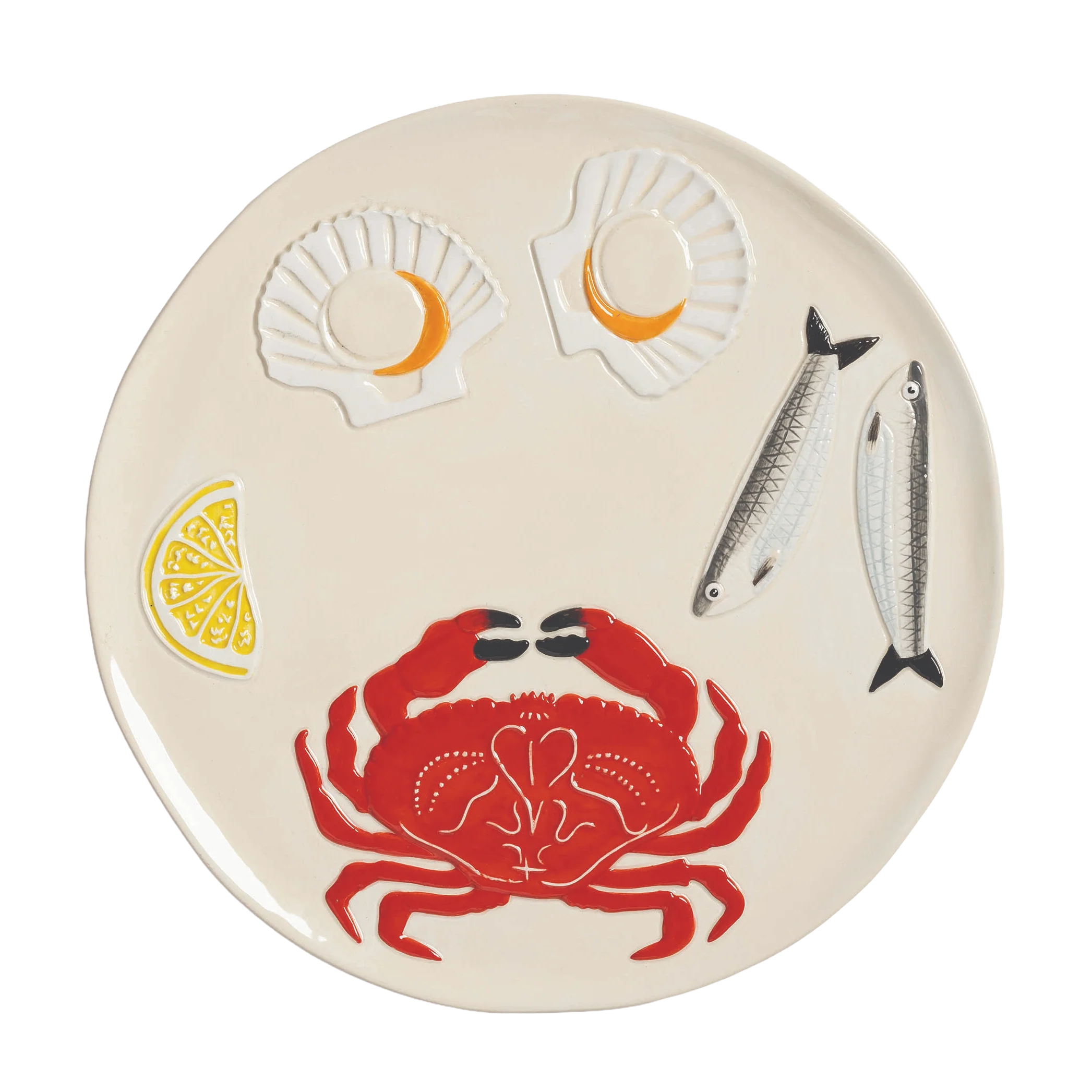 Półmisek DE LA MER CRAB beżowy z czerwonym