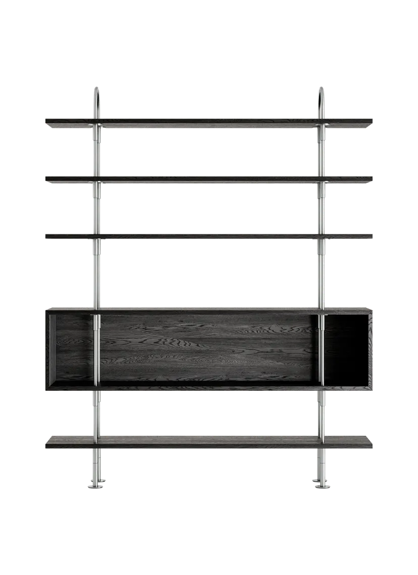 Regał KEEN BOX ciemne drewno jesionowe z satynową stalową ramą - Image 6