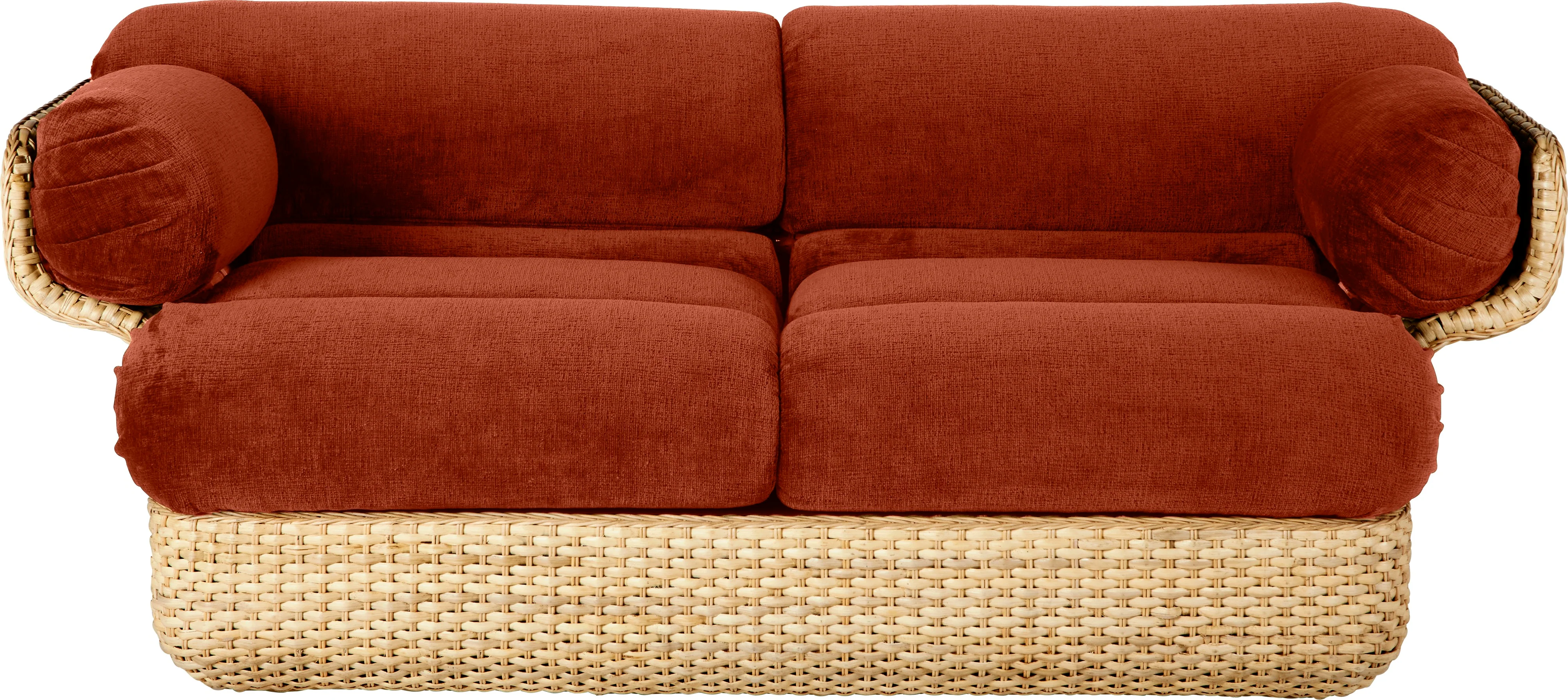 Sofa 2-osobowa BASKET bordowy z rattanem - Image 10