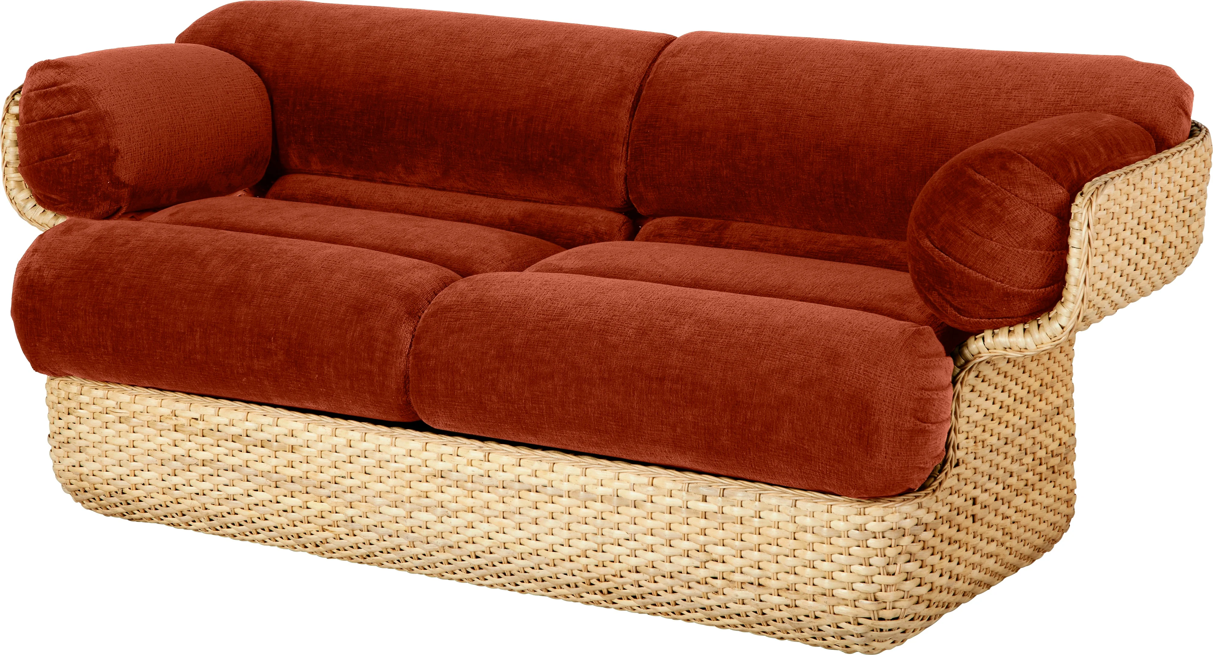 Sofa 2-osobowa BASKET bordowy z rattanem - Image 13