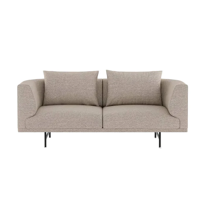 Sofa 2-osobowa CHIMNEY ciemnobeżowa tkanina Brook z czarną podstawą
