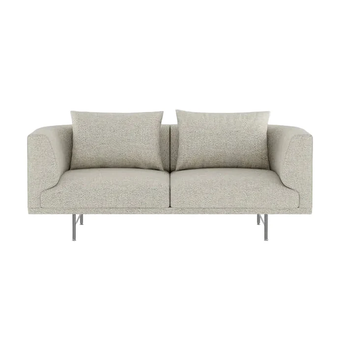 Sofa 2-osobowa CHIMNEY jasnoszary boucle ze stalową podstawą
