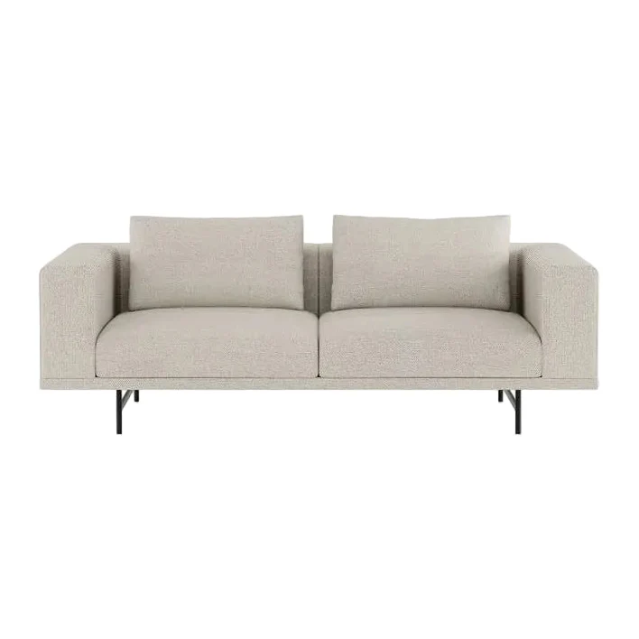 Sofa 2-osobowa LOFT jasnoszara tkanina Wavy z czarną podstawą