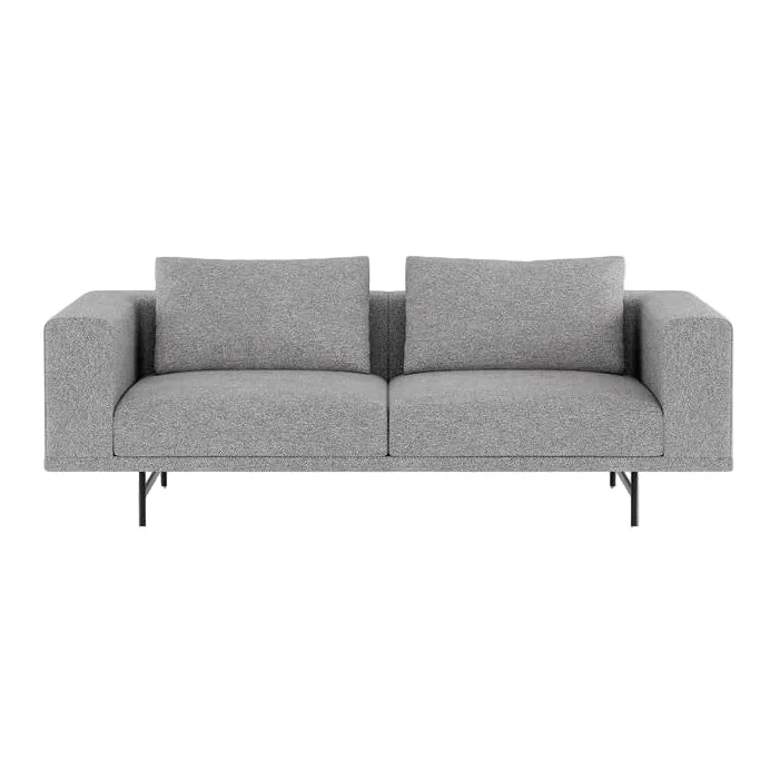 Sofa 2-osobowa LOFT szara tkanina Brook z czarną podstawą