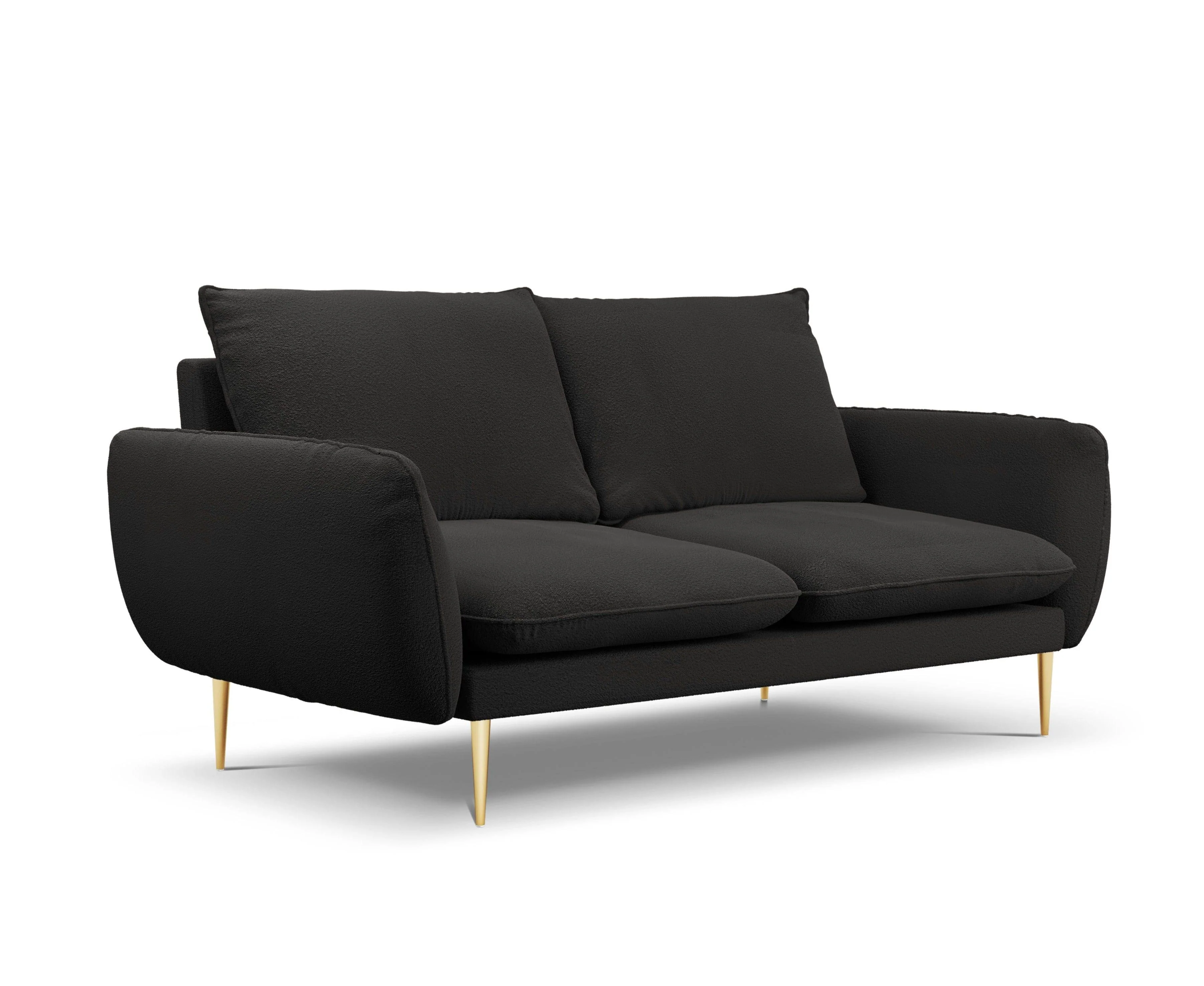Sofa 2-osobowa VIENNA czarny boucle ze złotą podstawą - Image 6