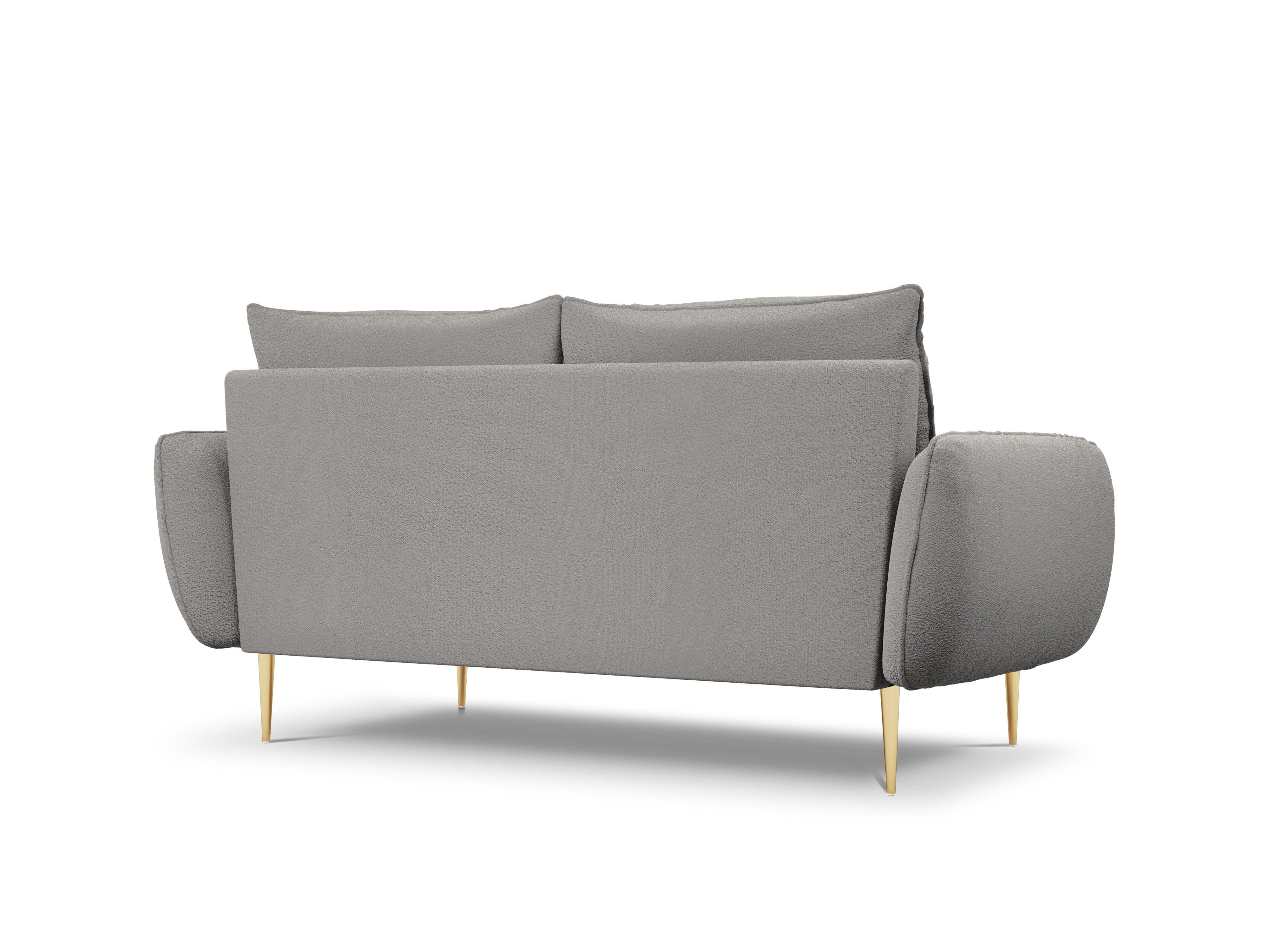 Sofa 2-osobowa VIENNA szary boucle ze złotą podstawą - Image 4