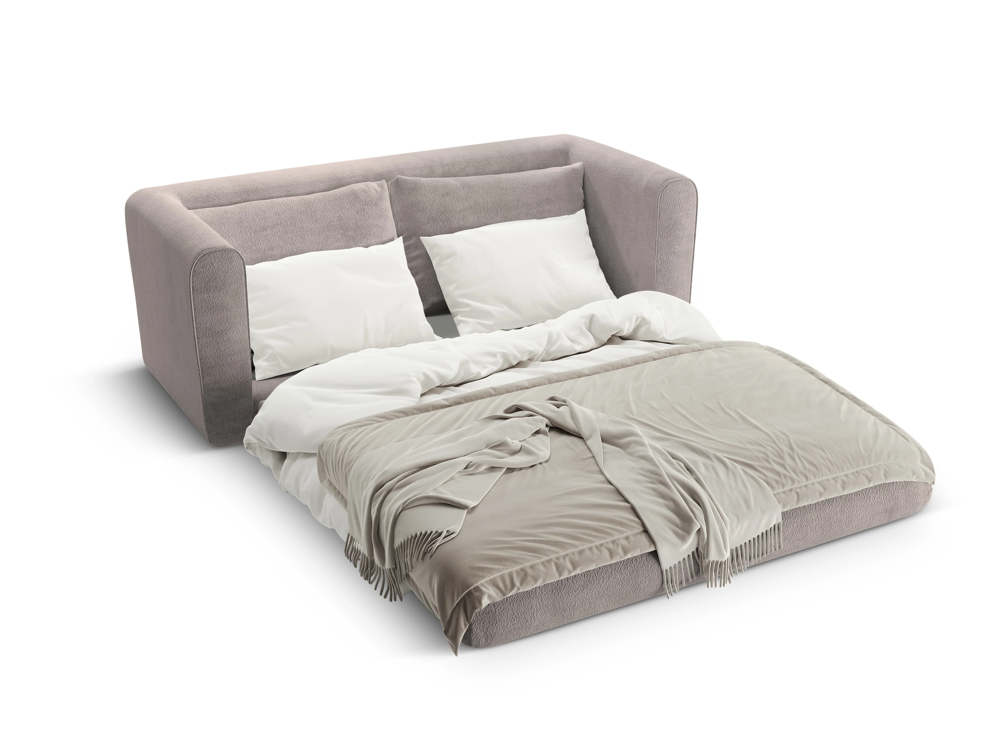 Sofa 2-osobowa z funkcją spania LIDO ciepły szary boucle - Image 3