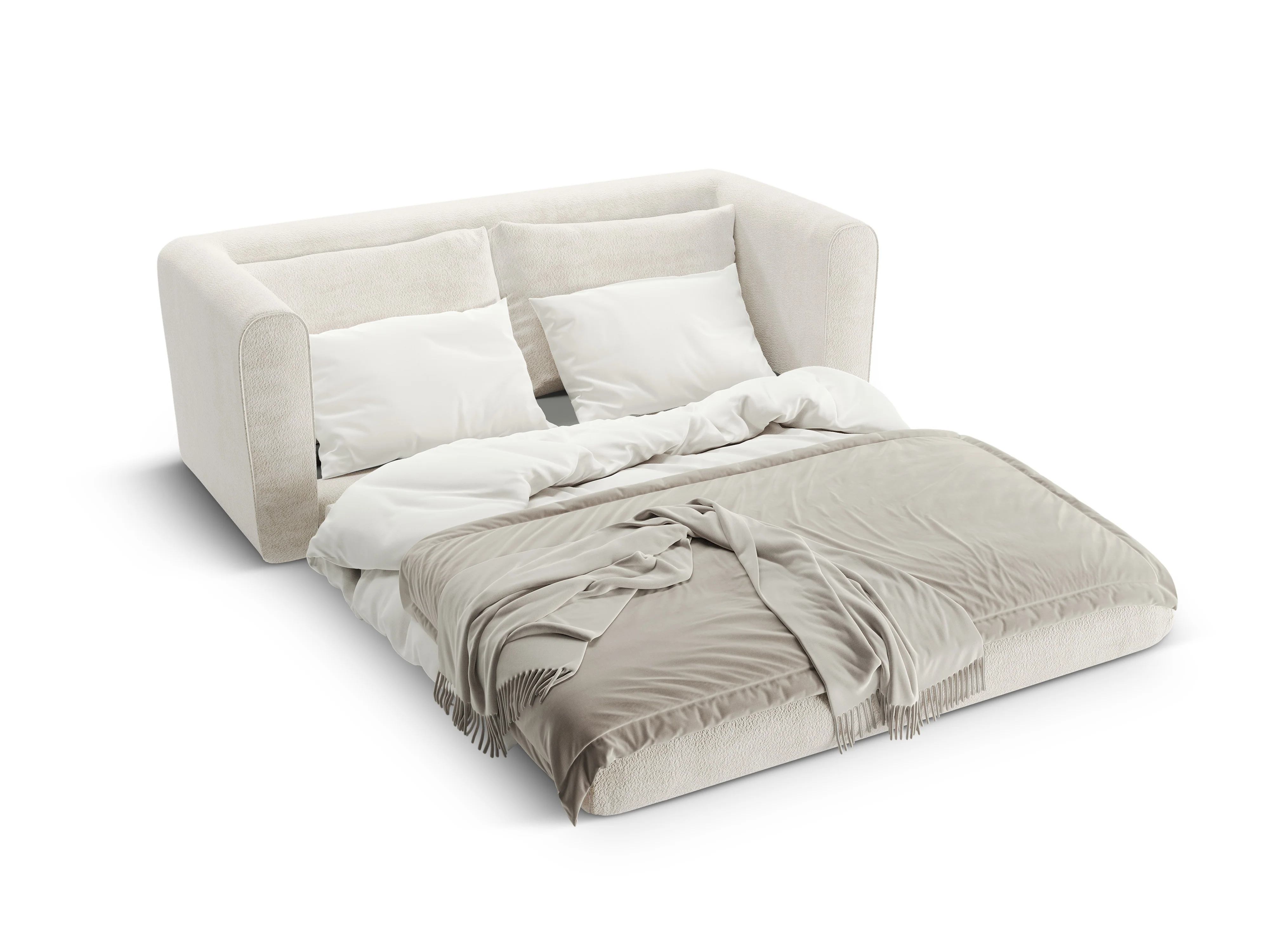 Sofa 2-osobowa z funkcją spania LIDO jasny beżowy boucle - Image 3