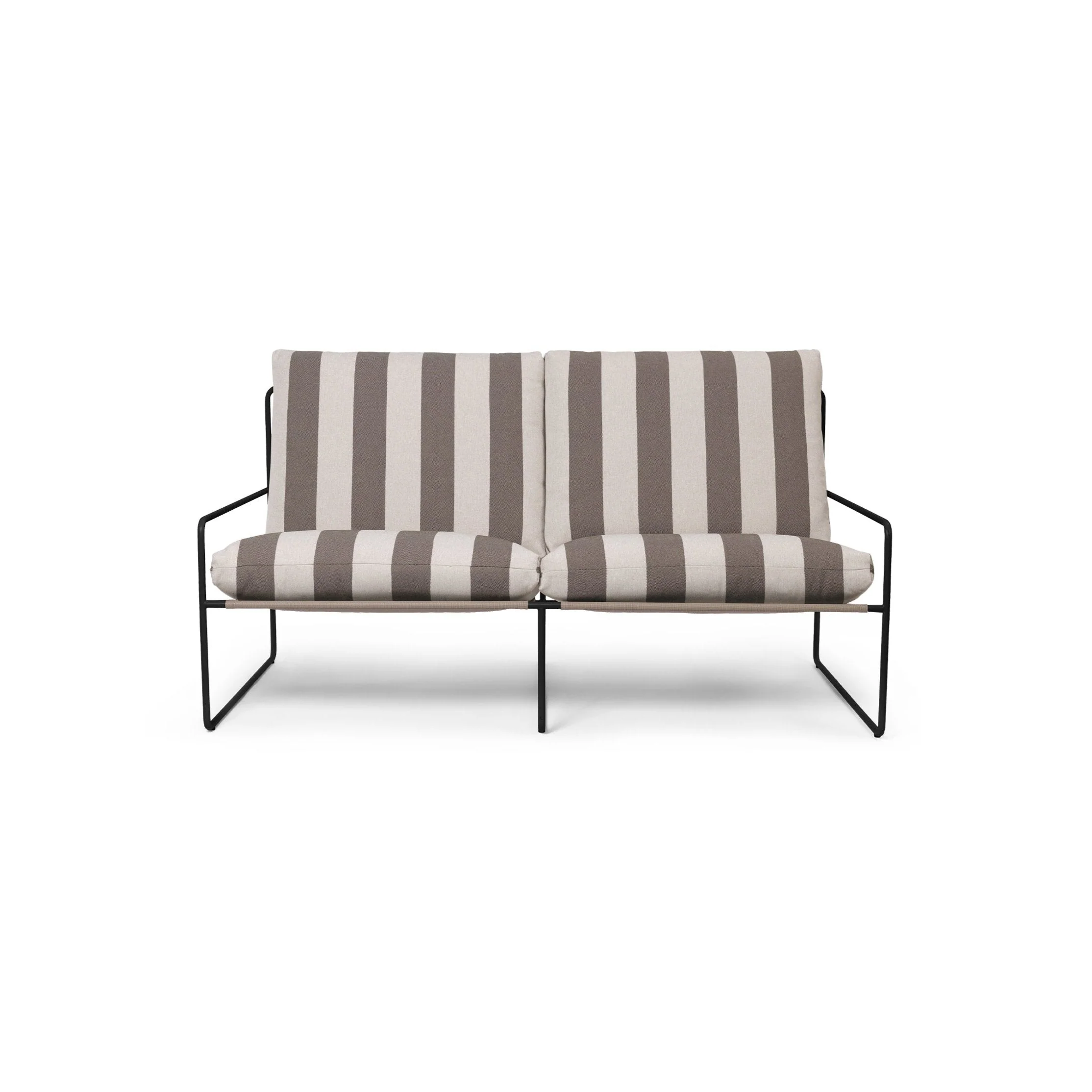 Sofa 2-osobowa zewnętrzna DESERT kremowo-brązowy z czarną podstawą - Image 3