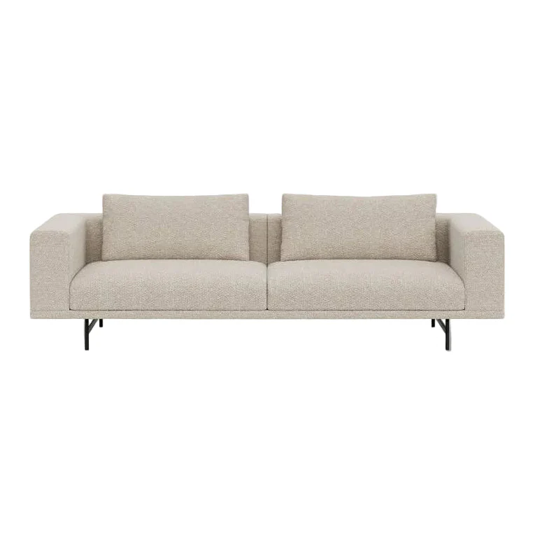 Sofa 3-osobowa LOFT jasnoszara tkanina Wavy z czarną podstawą