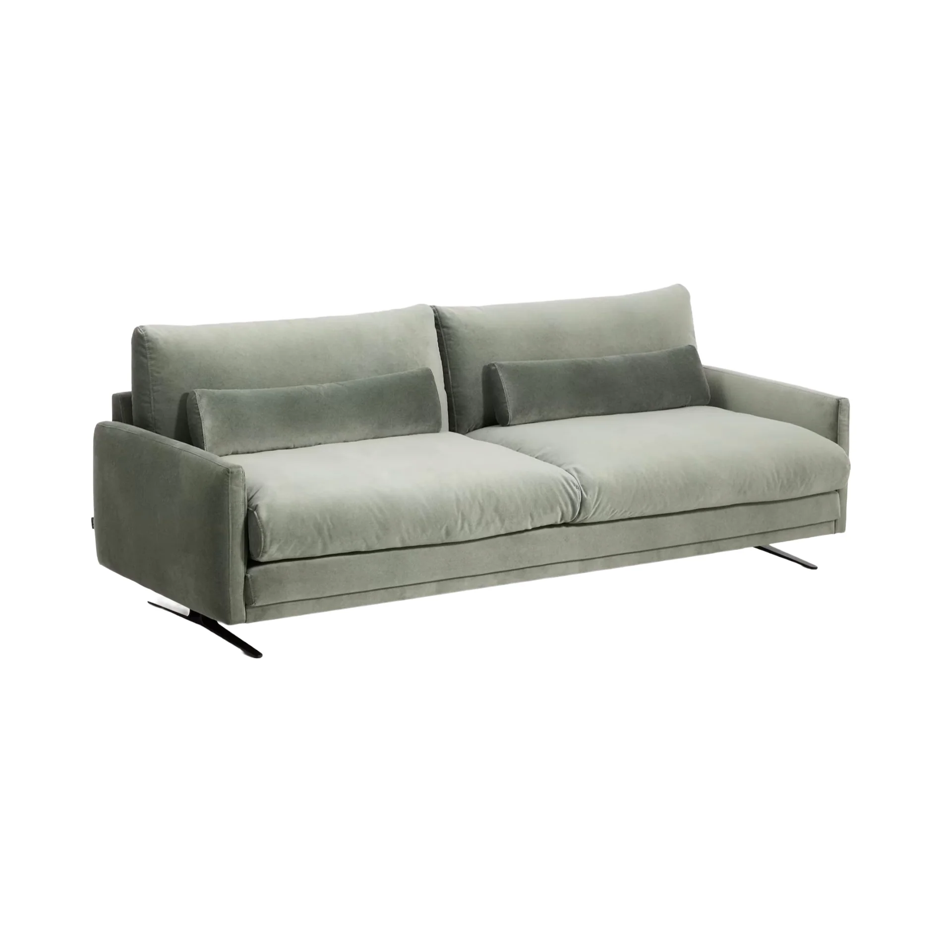 Sofa 3-osobowa VELIRO zielony z czarną podstawą