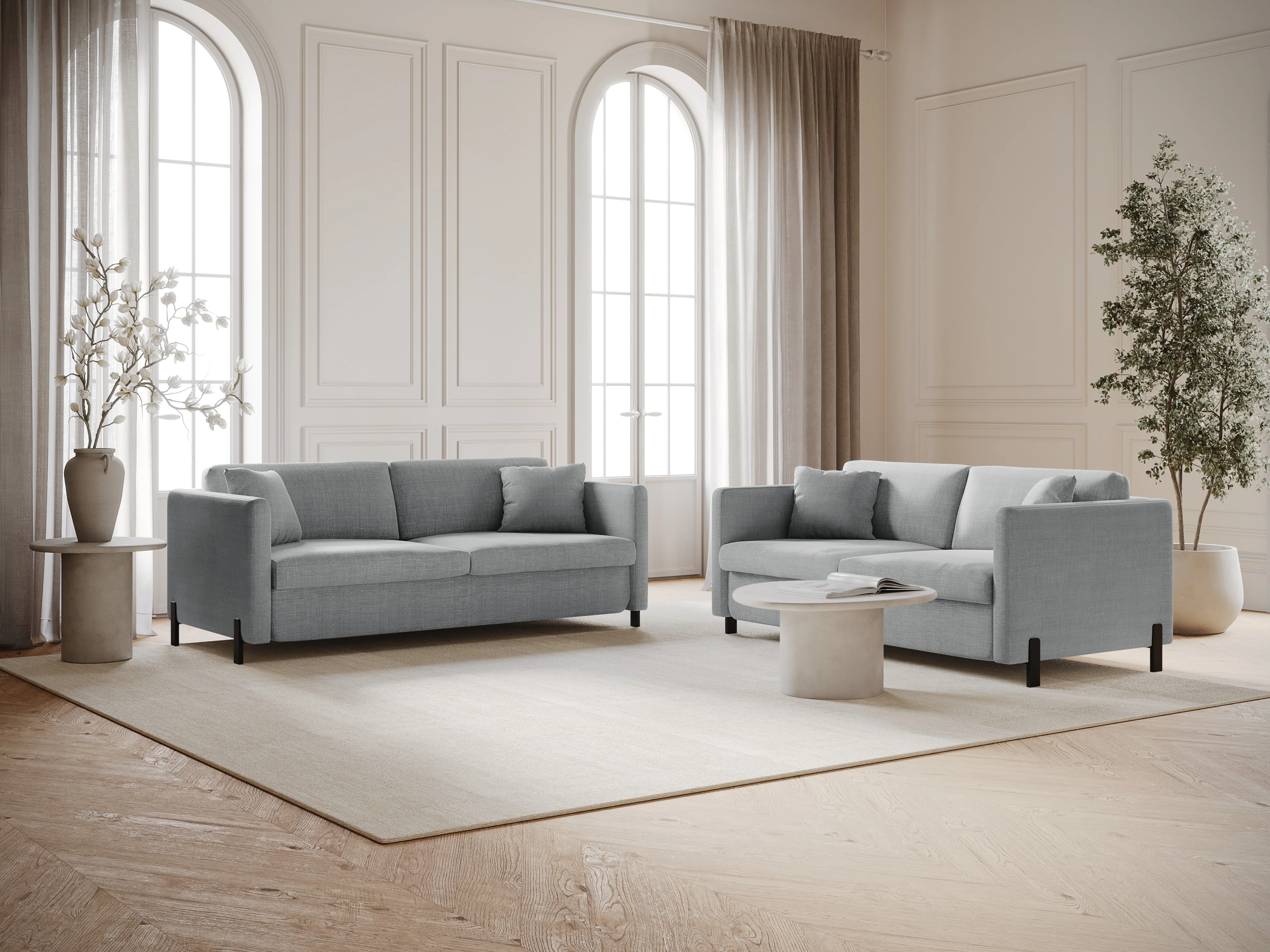 Sofa 3-osobowa z funkcją spania GLORIA jasnoszary szenil - Image 6