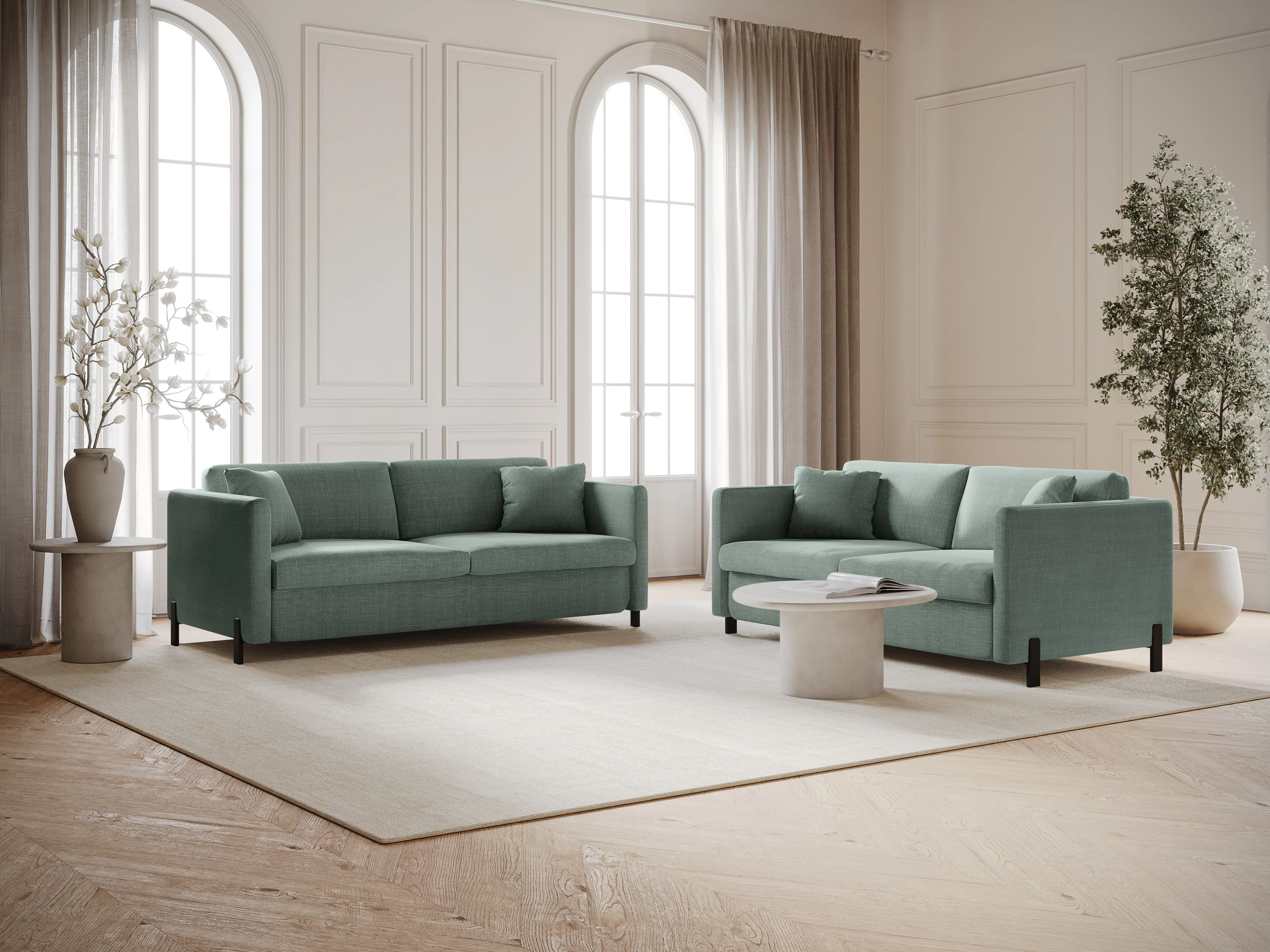 Sofa 3-osobowa z funkcją spania GLORIA miętowy szenil - Image 6