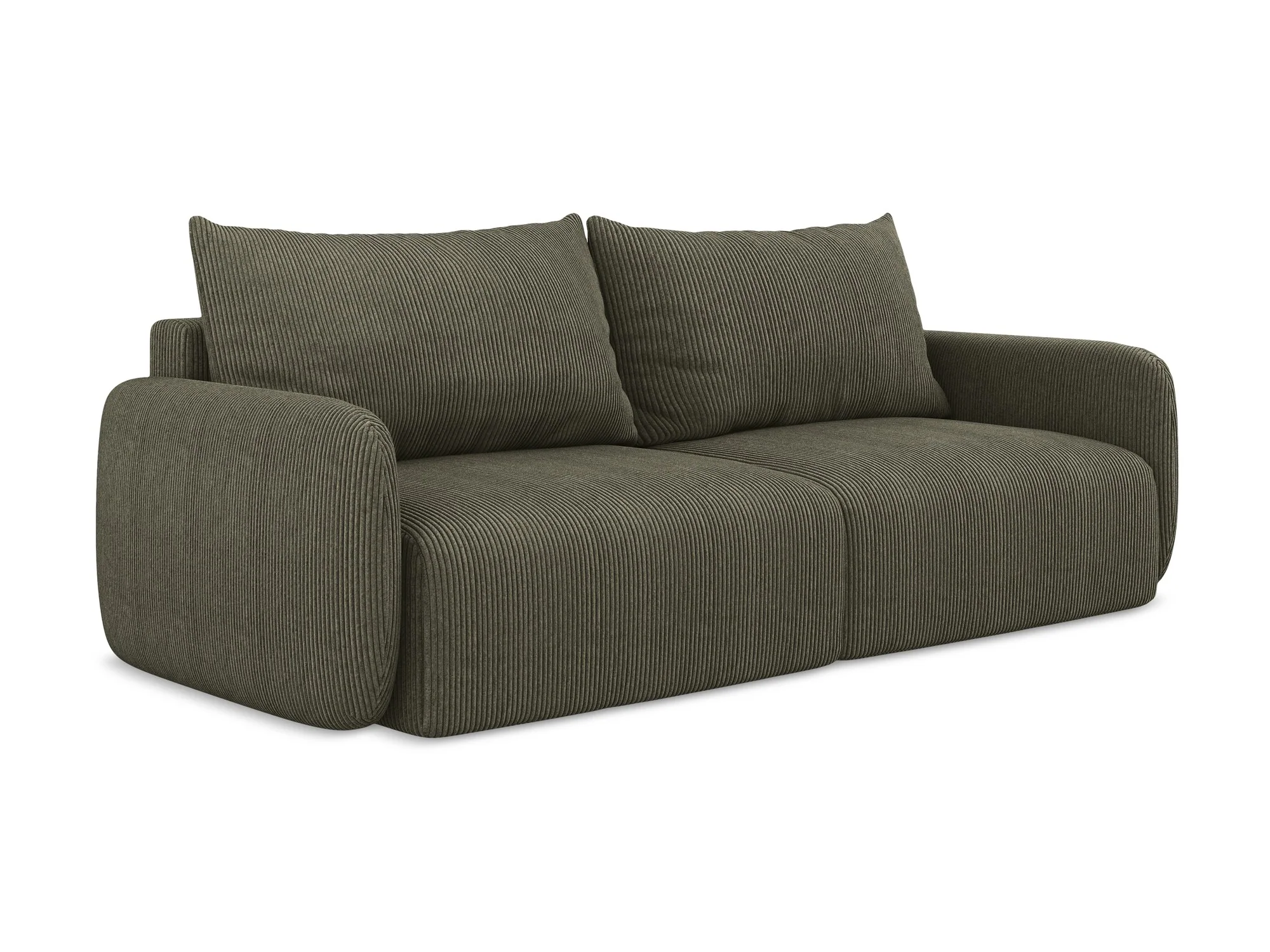 Sofa 3-osobowa z funkcją spania KALENA oliwkowy sztruks