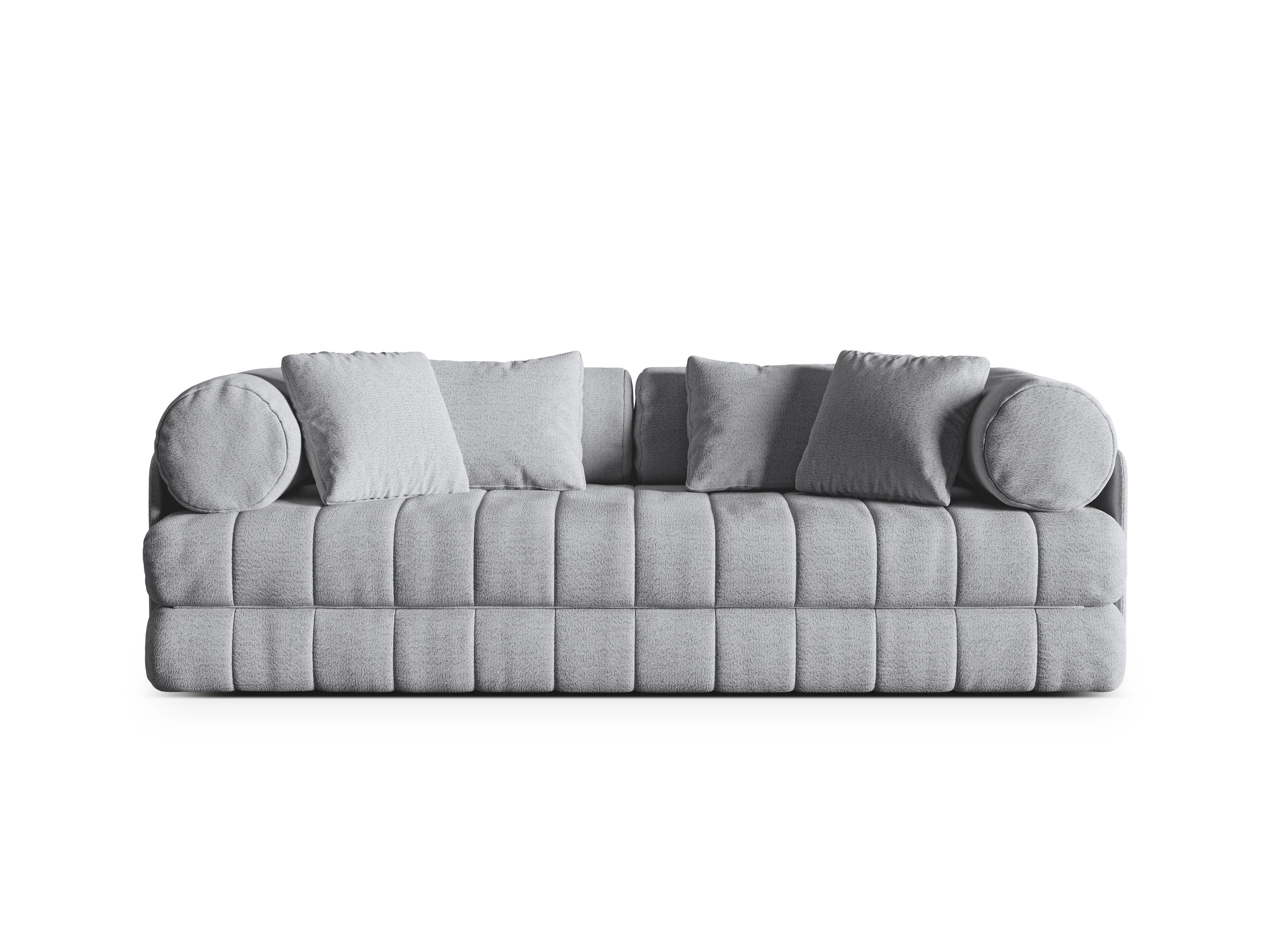 Sofa 3-osobowa z funkcją spania KEMI jasnoszary bouclé - Image 3