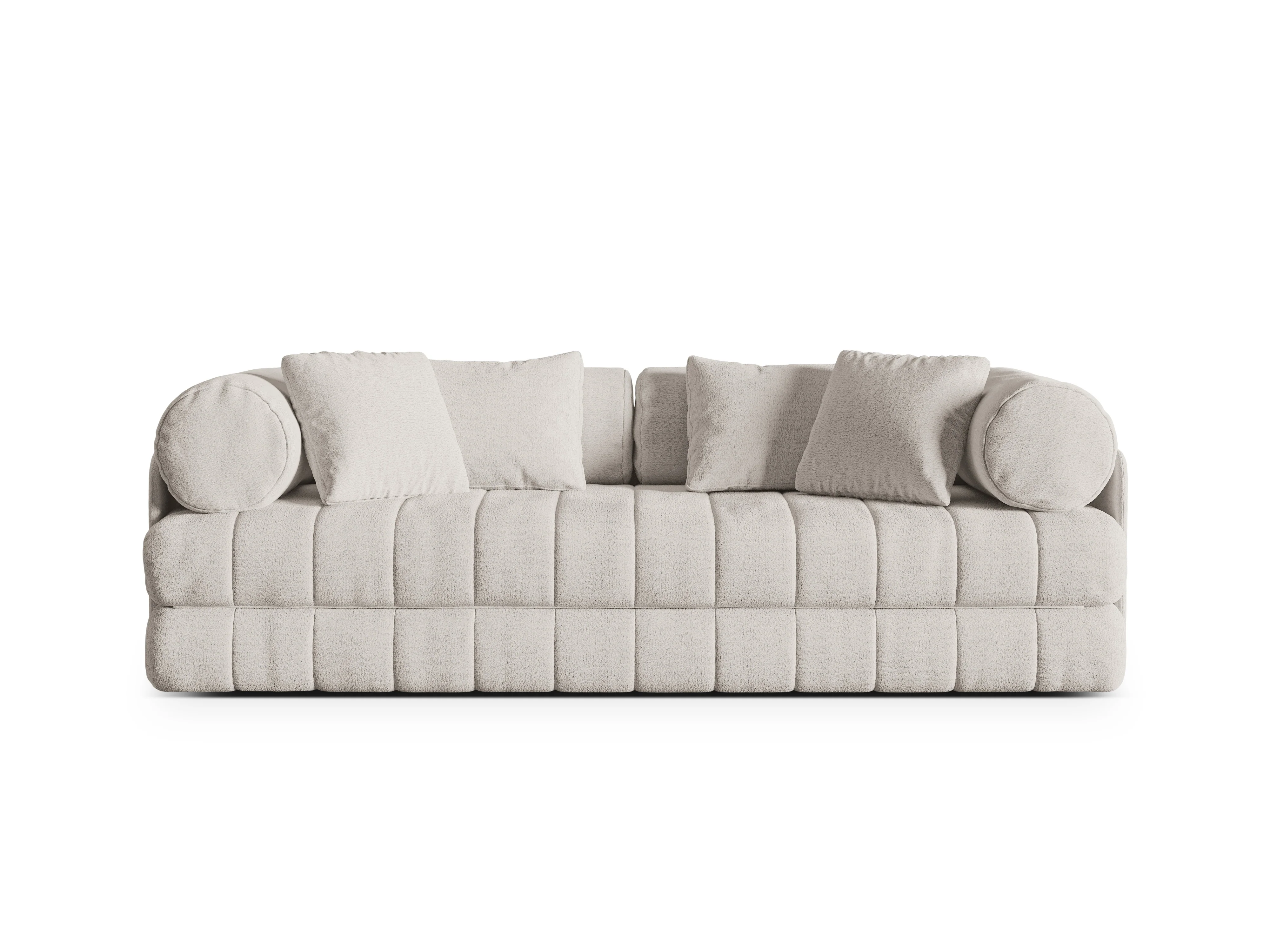 Sofa 3-osobowa z funkcją spania KEMI kremowy bouclé - Image 4