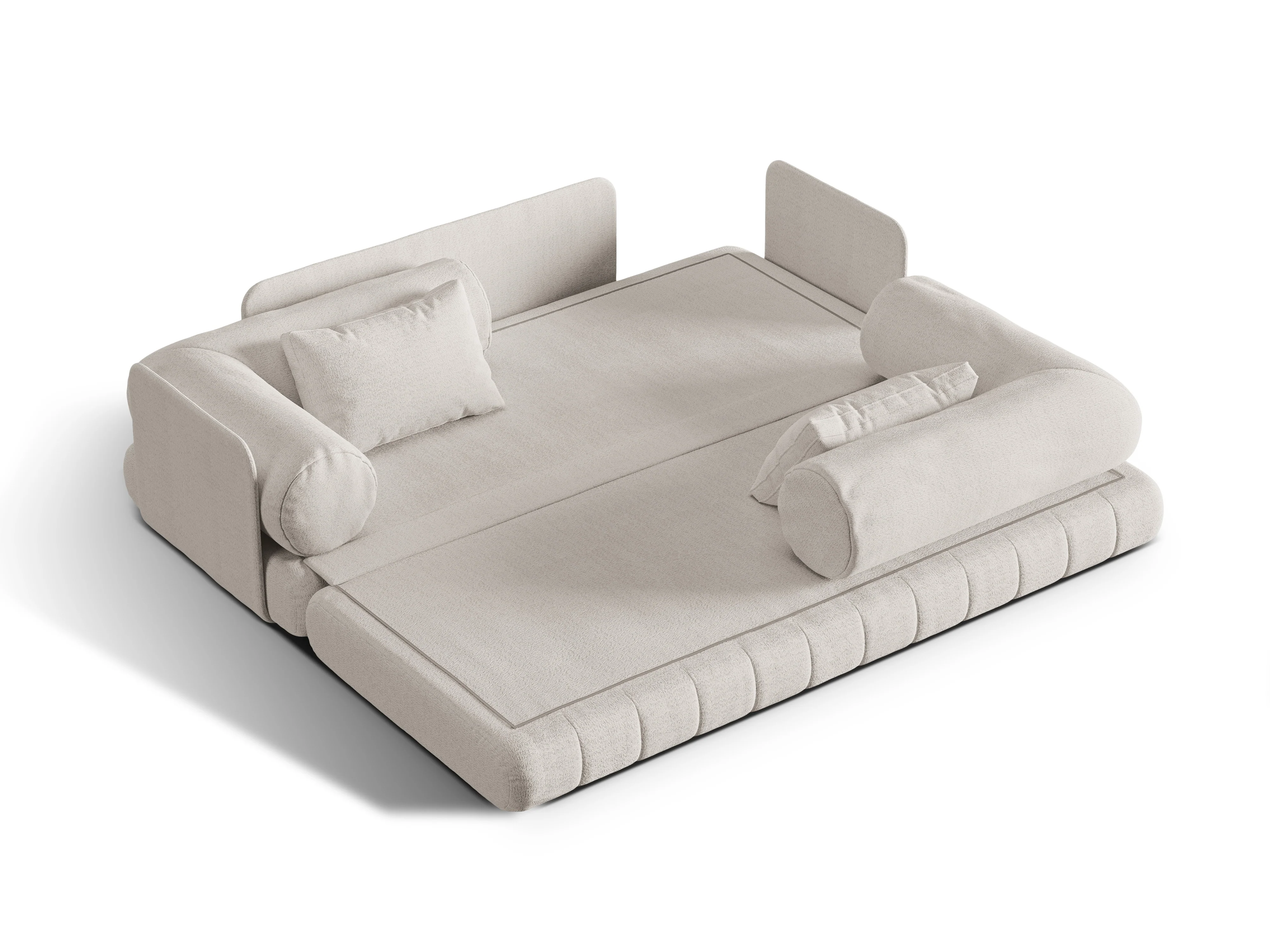 Sofa 3-osobowa z funkcją spania KEMI kremowy bouclé - Image 5