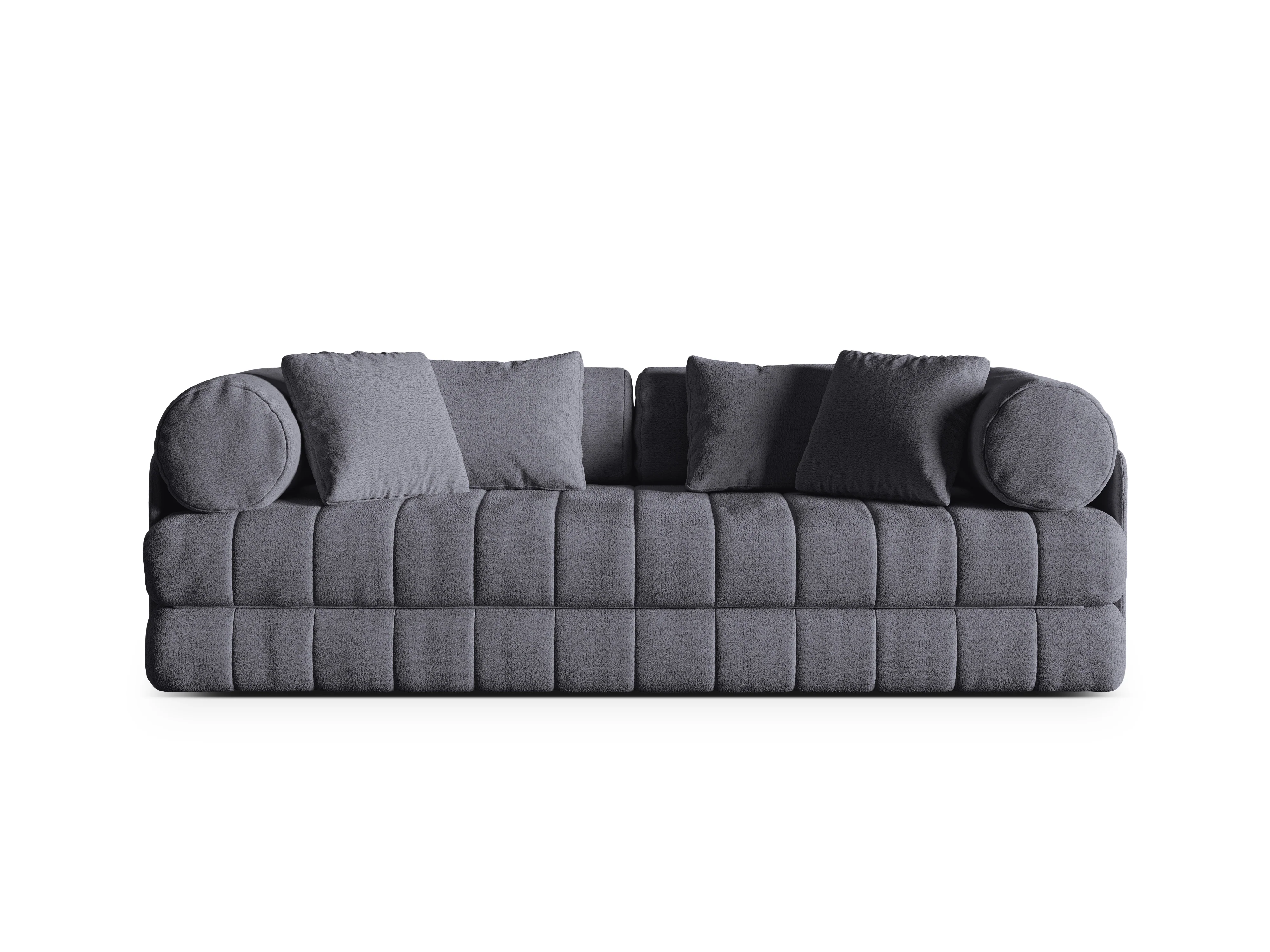 Sofa 3-osobowa z funkcją spania KEMI szary bouclé - Image 5