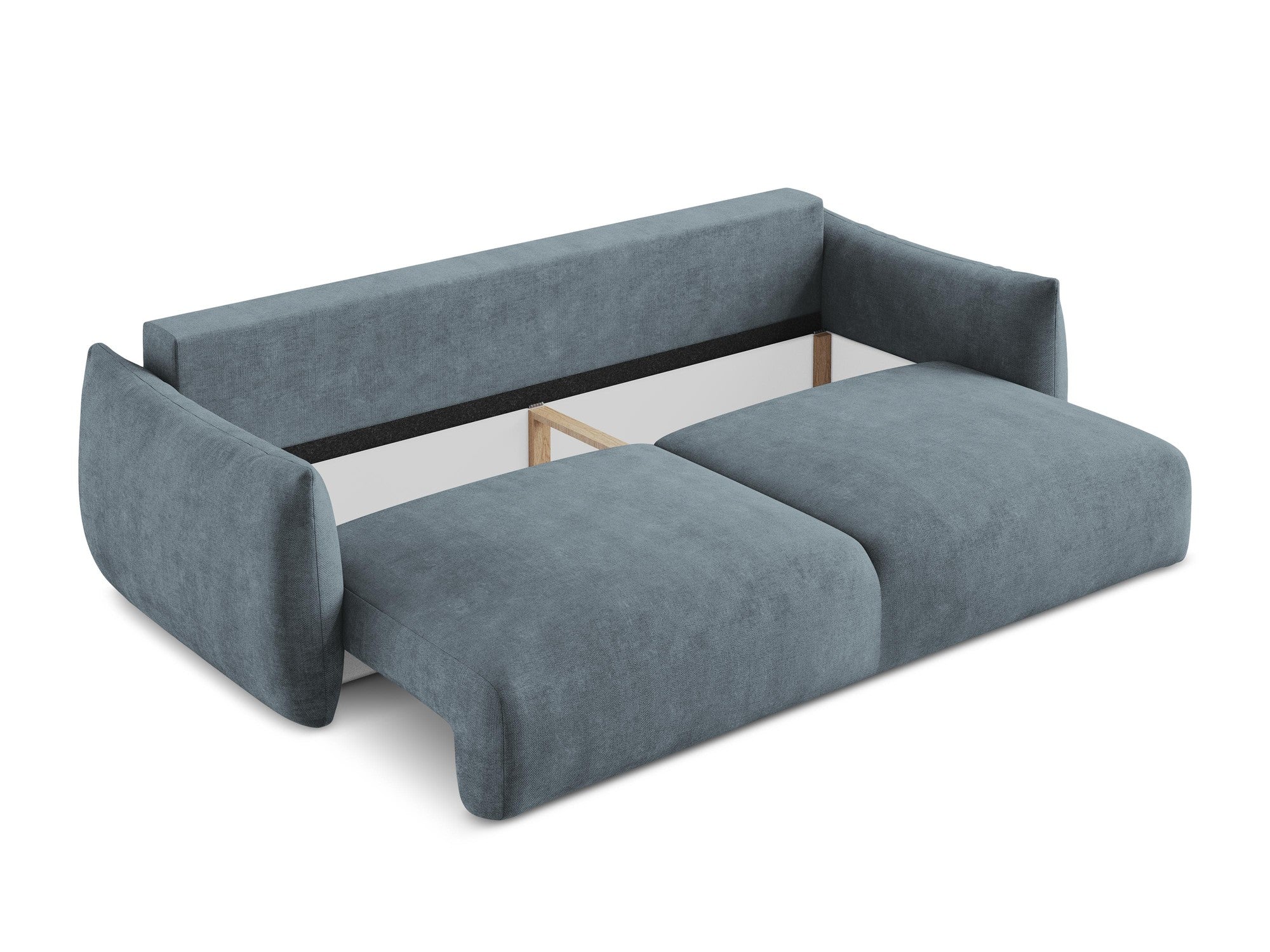 Sofa 3-osobowa z funkcją spania LEILA dżinsowy niebieski szenil - Image 6