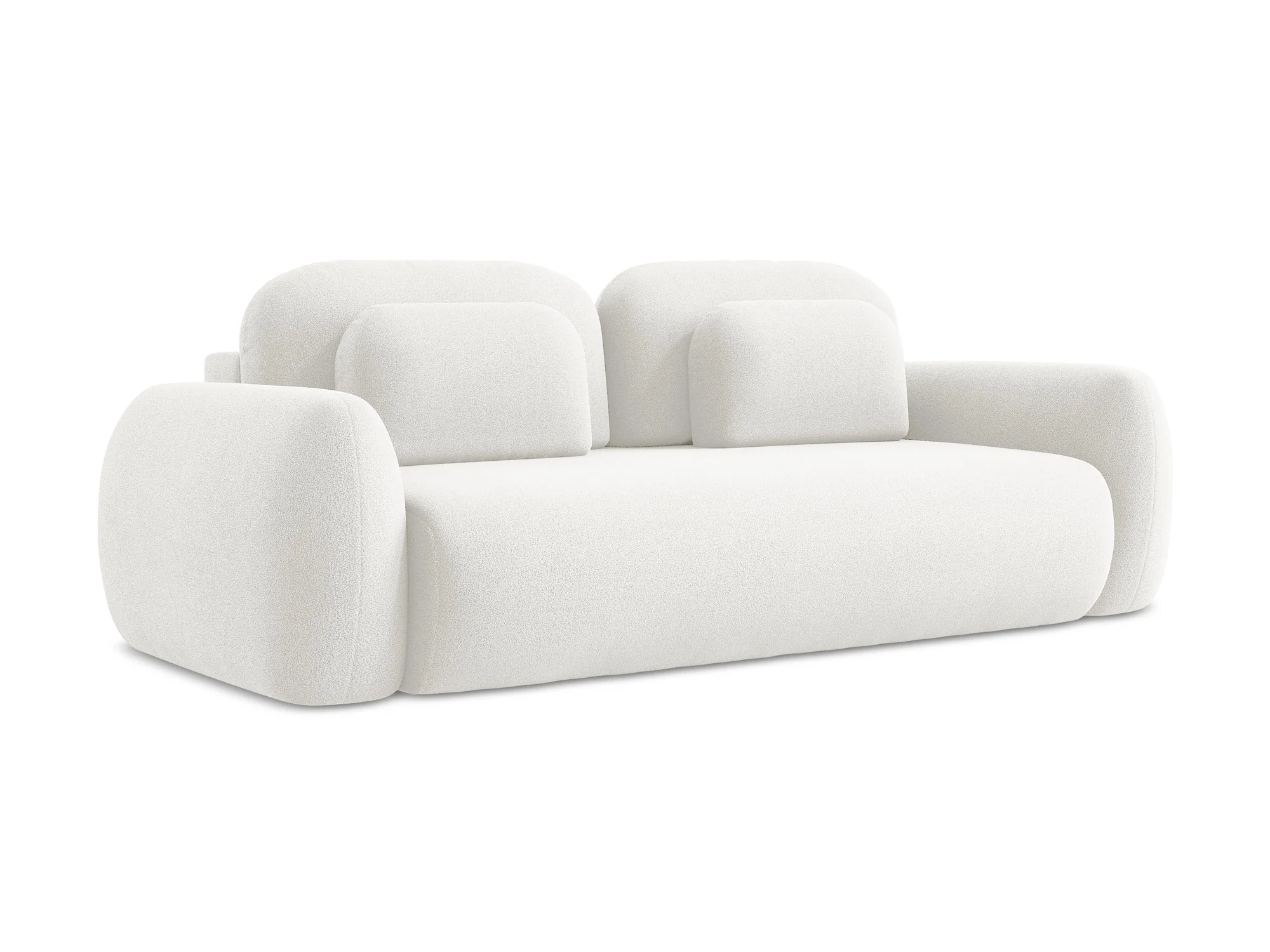Sofa 3-osobowa z funkcją spania LOHI biały boucle