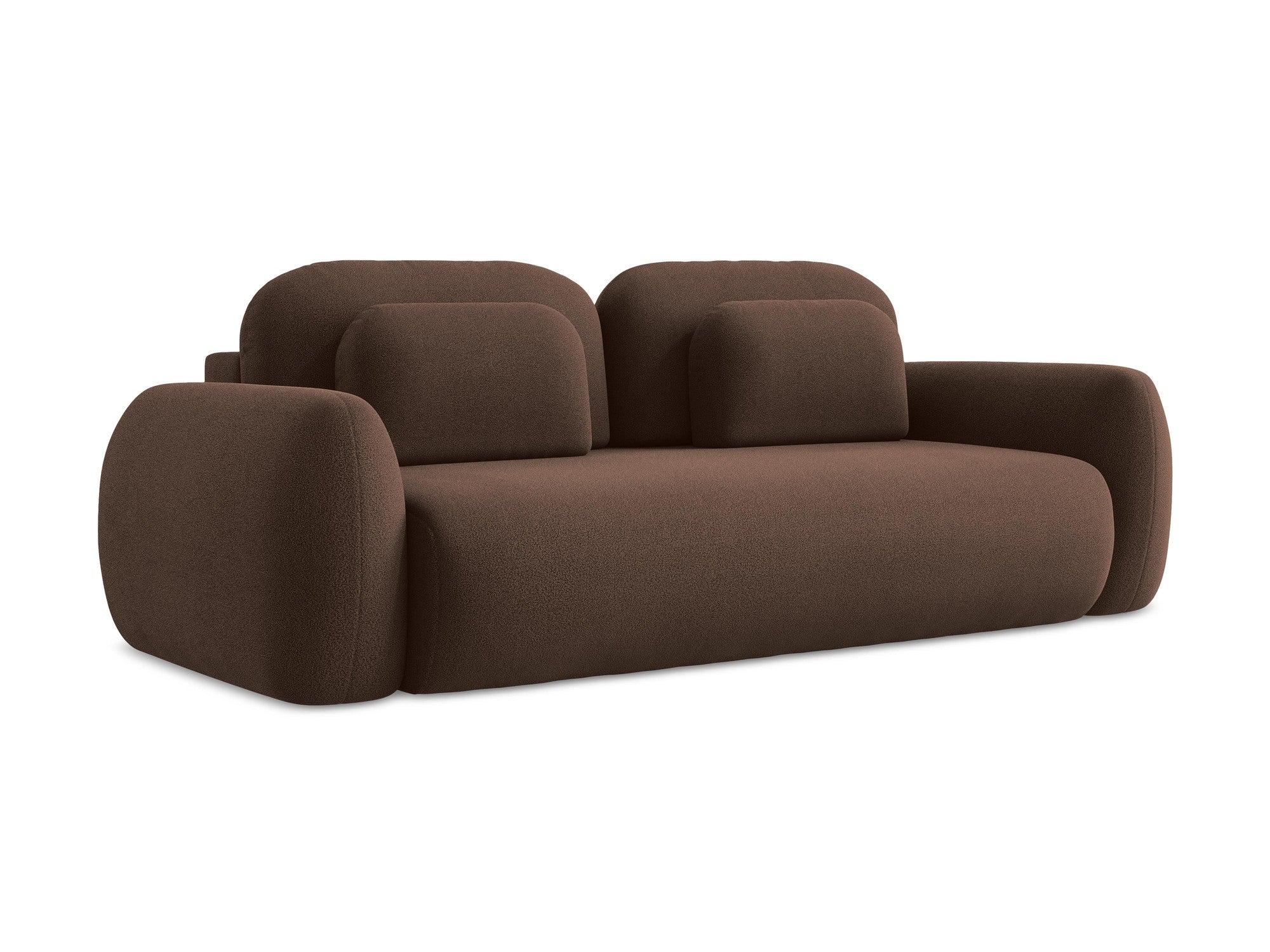 Sofa 3-osobowa z funkcją spania LOHI brązowy boucle