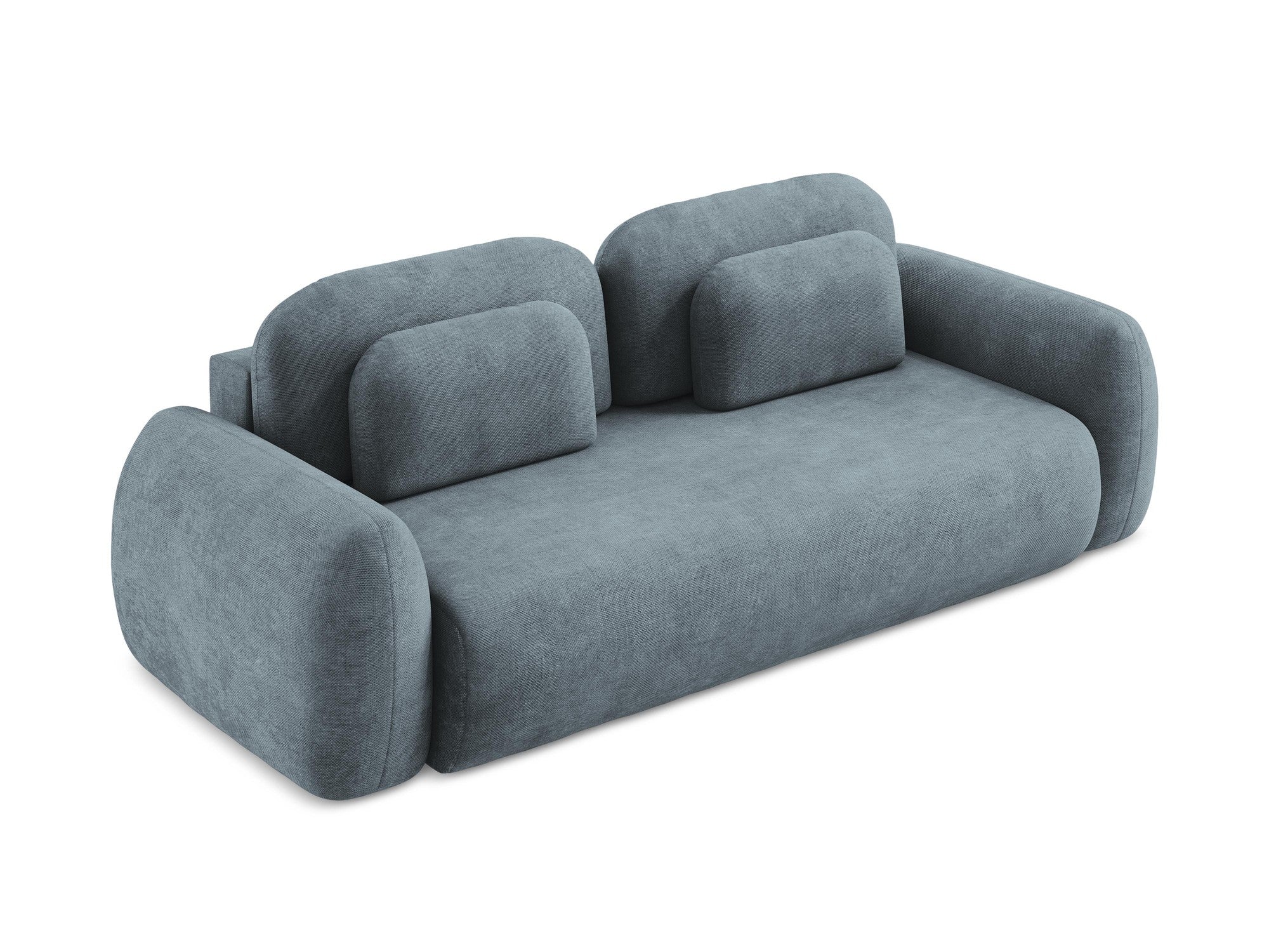 Sofa 3-osobowa z funkcją spania LOHI dżinsowy niebieski szenil - Image 4