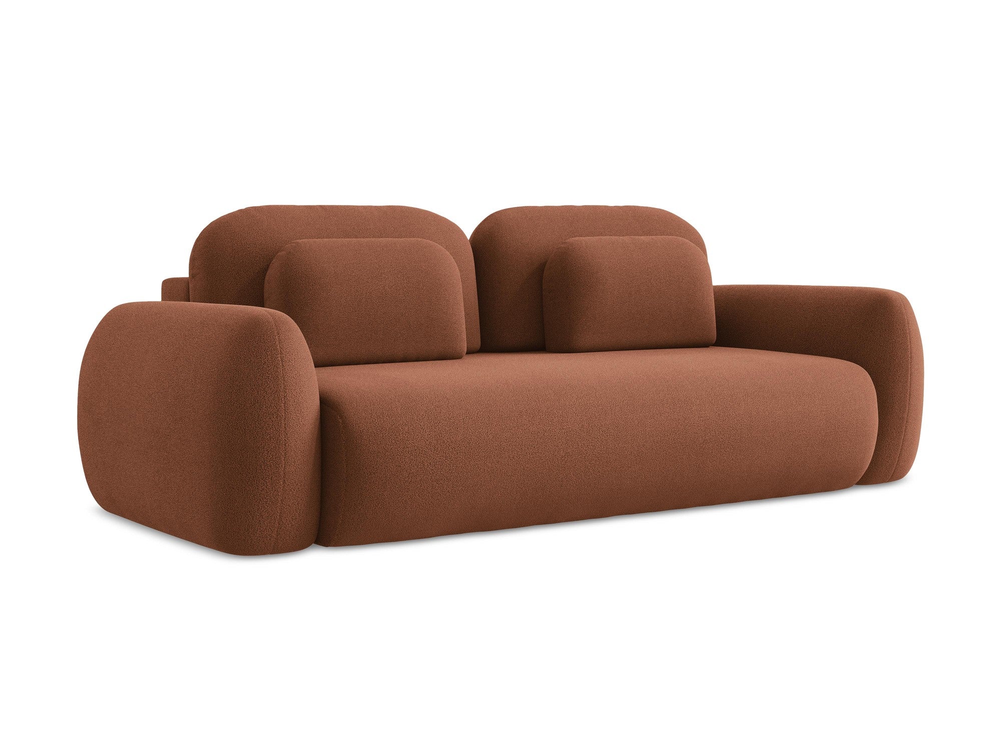 Sofa 3-osobowa z funkcją spania LOHI terakota boucle