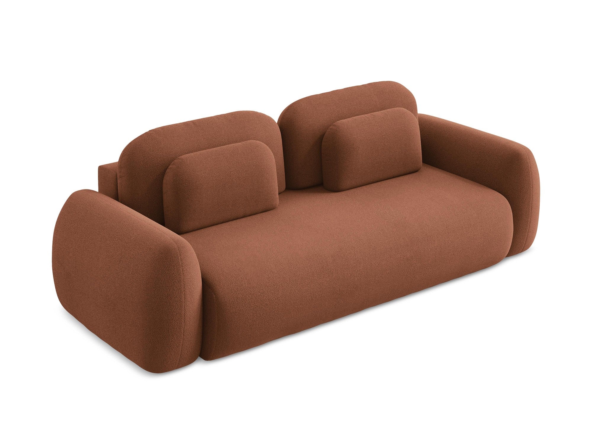 Sofa 3-osobowa z funkcją spania LOHI terakota boucle - Image 4