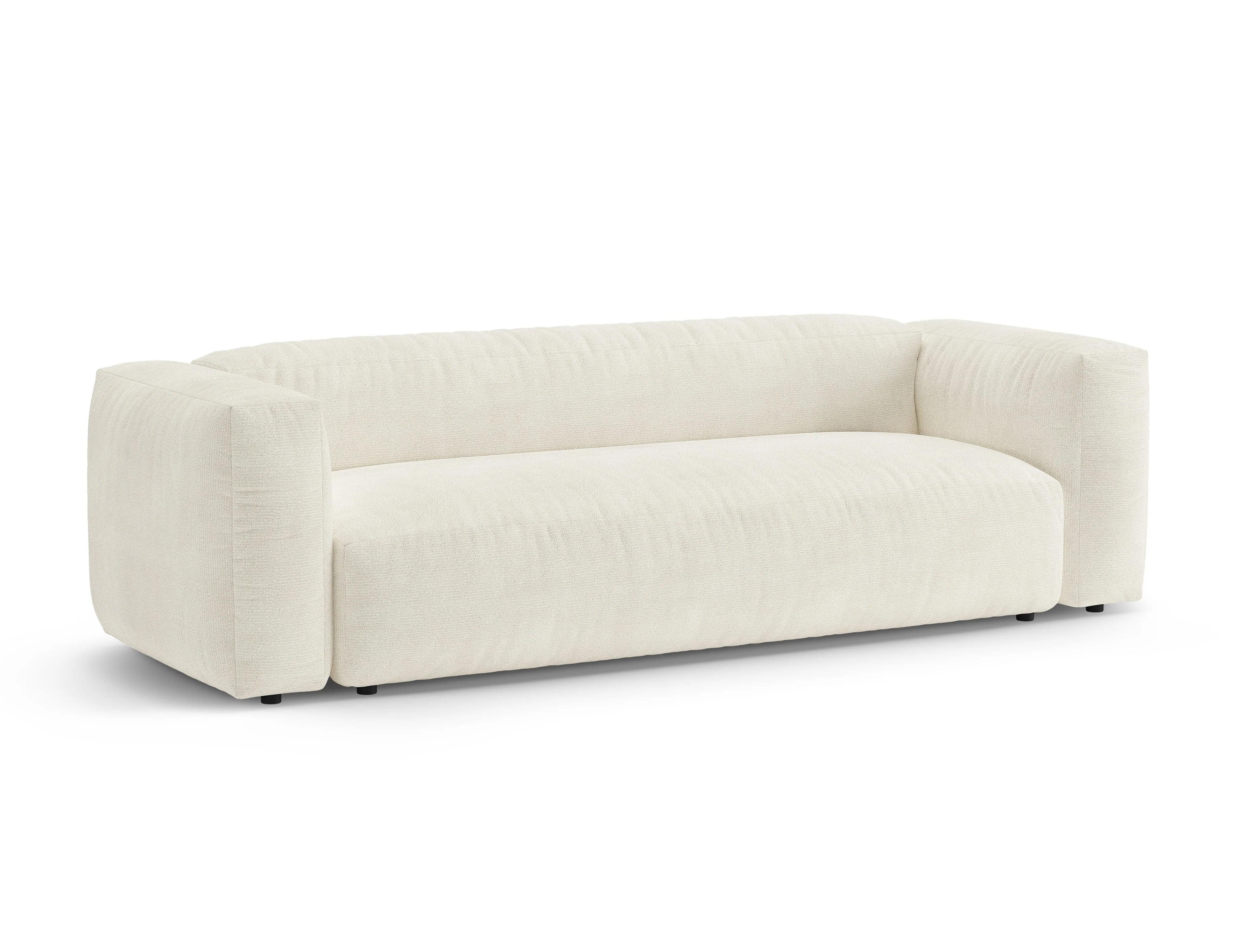 Sofa 3-osobowa z funkcją spania MARTINA kość słoniowa boucle