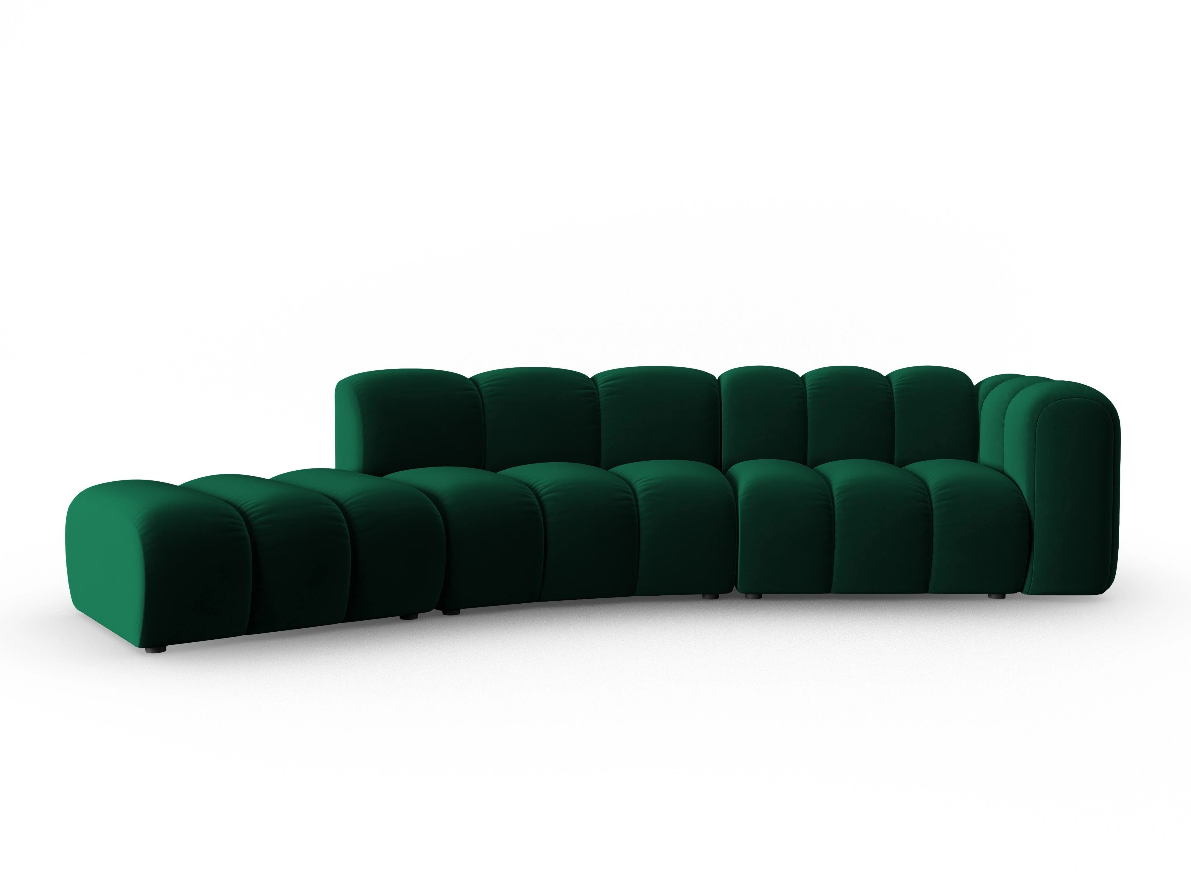 Sofa aksamitna 5-osobowa lewostronna LUPINE butelkowy zielony - Image 2