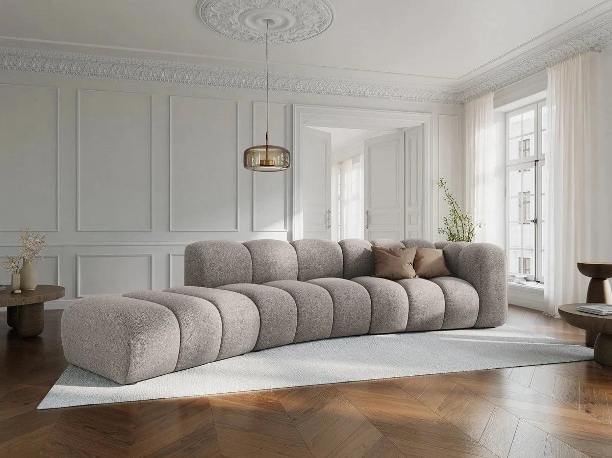 Sofa aksamitna 5-osobowa lewostronna LUPINE musztardowy - Image 5
