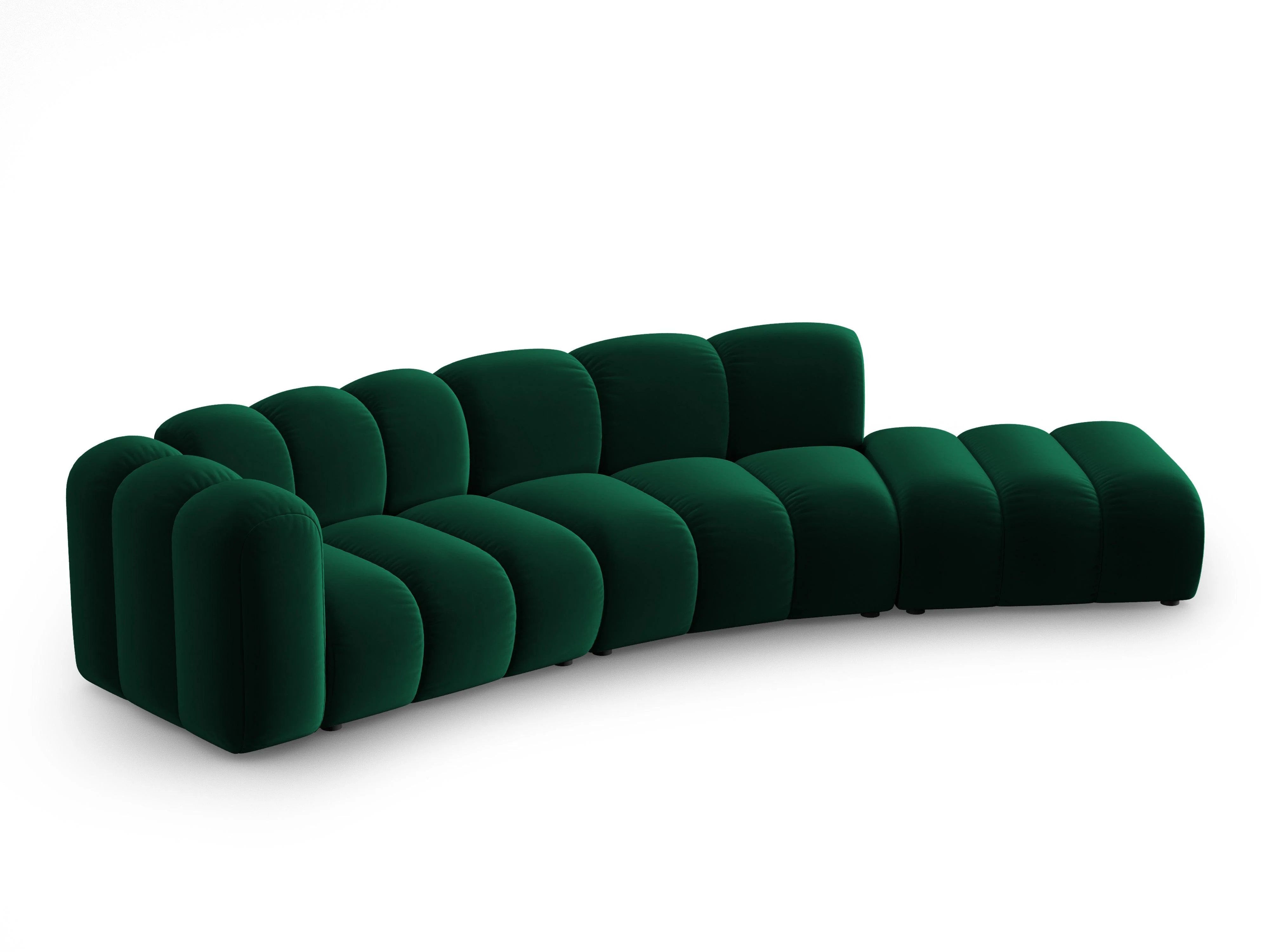 Sofa aksamitna 5-osobowa prawostronna LUPINE butelkowy zielony