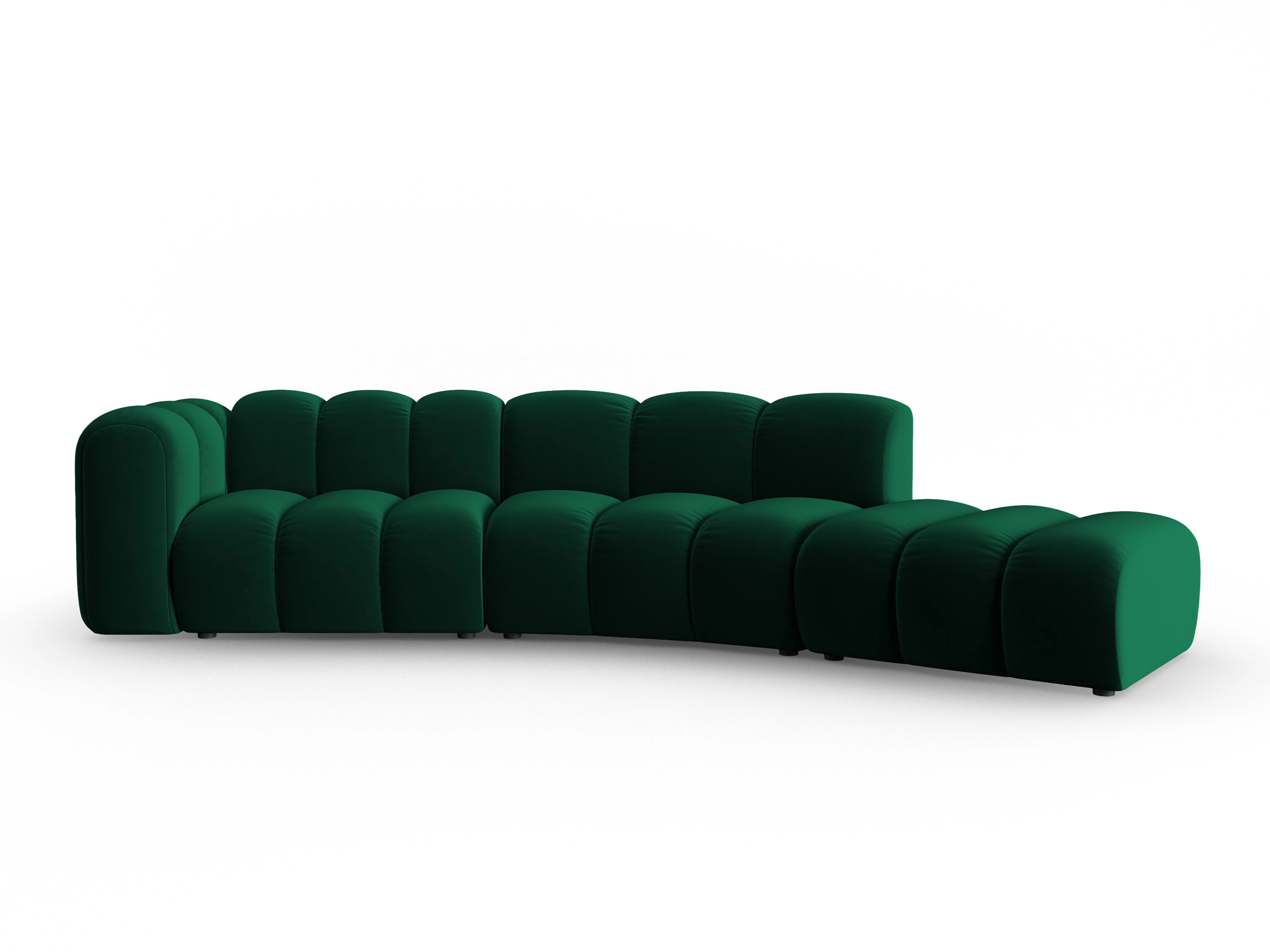 Sofa aksamitna 5-osobowa prawostronna LUPINE butelkowy zielony - Image 2