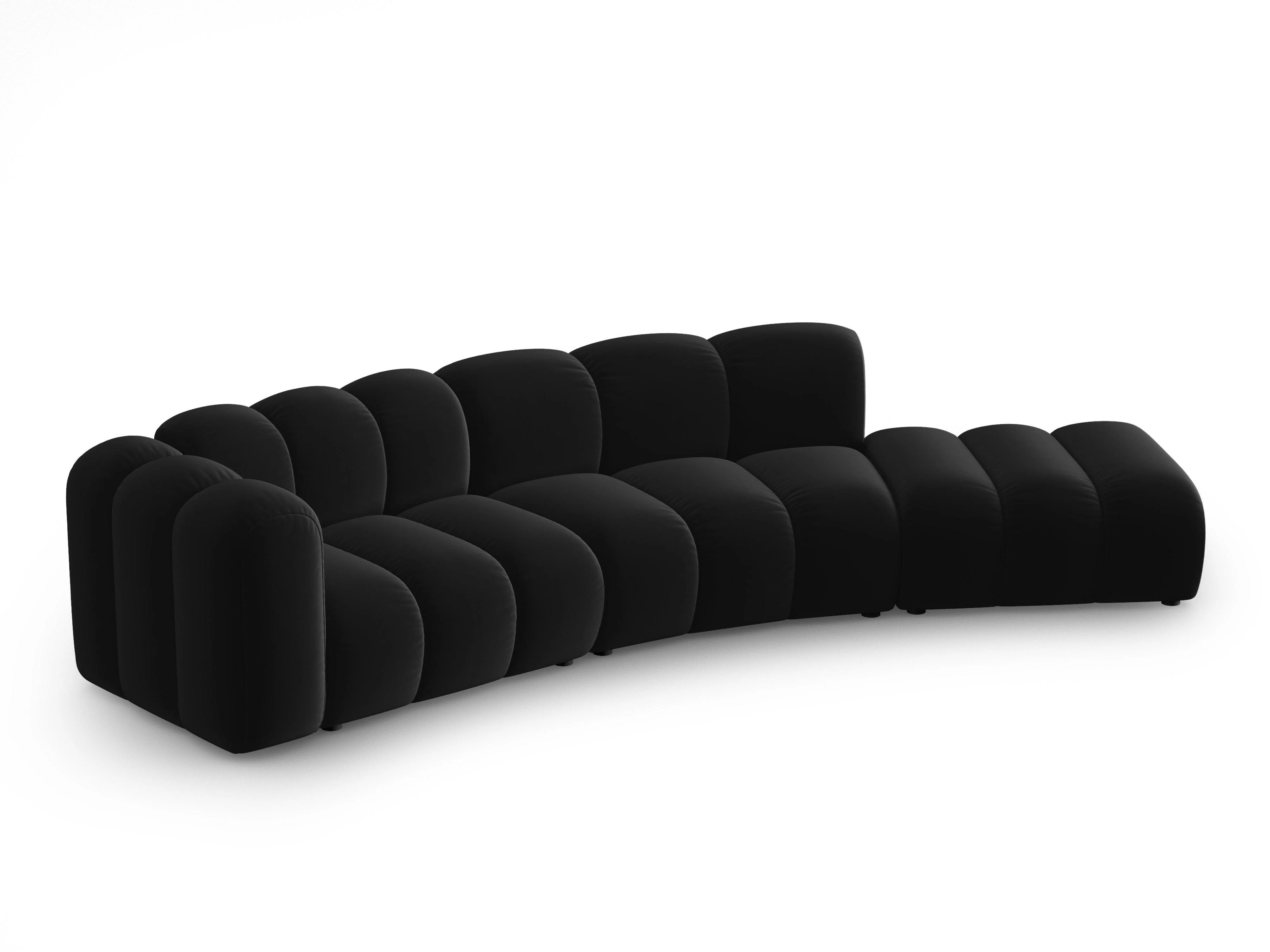Sofa aksamitna 5-osobowa prawostronna LUPINE czarny