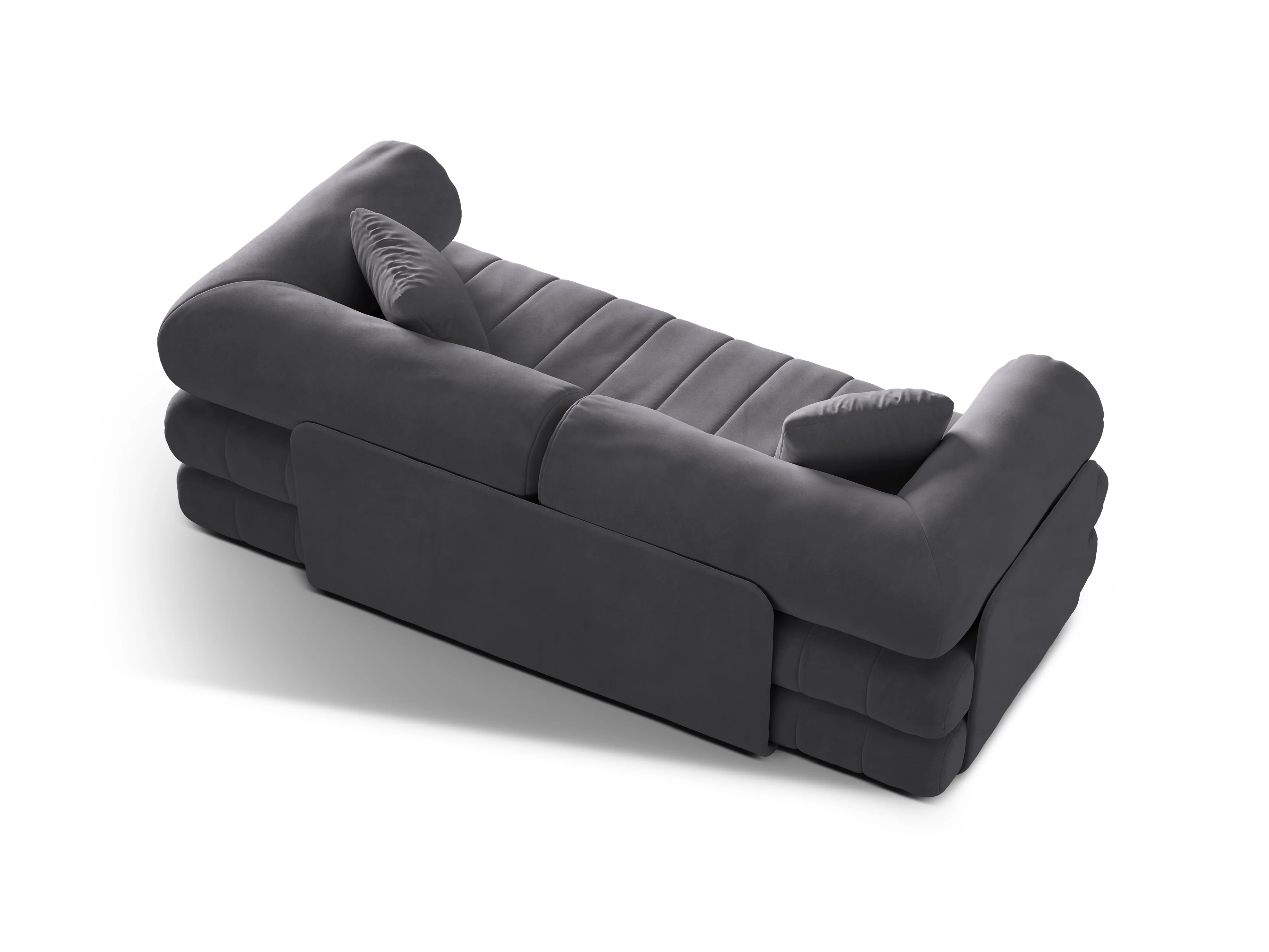 Sofa aksamitna 3-osobowa z funkcją spania KEMI ciemnoszary - Image 3