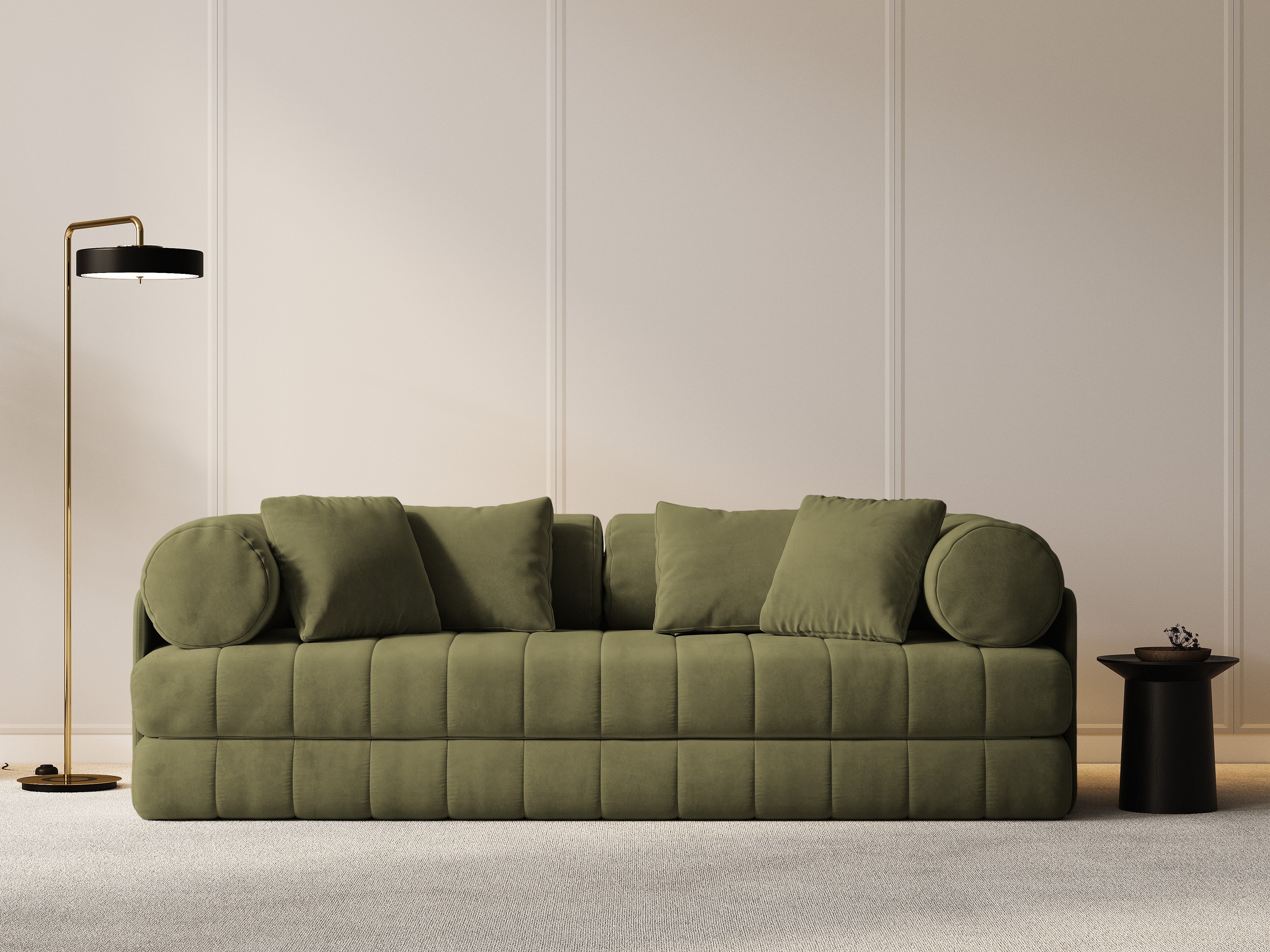 Sofa aksamitna 3-osobowa z funkcją spania KEMI zielony - Image 2